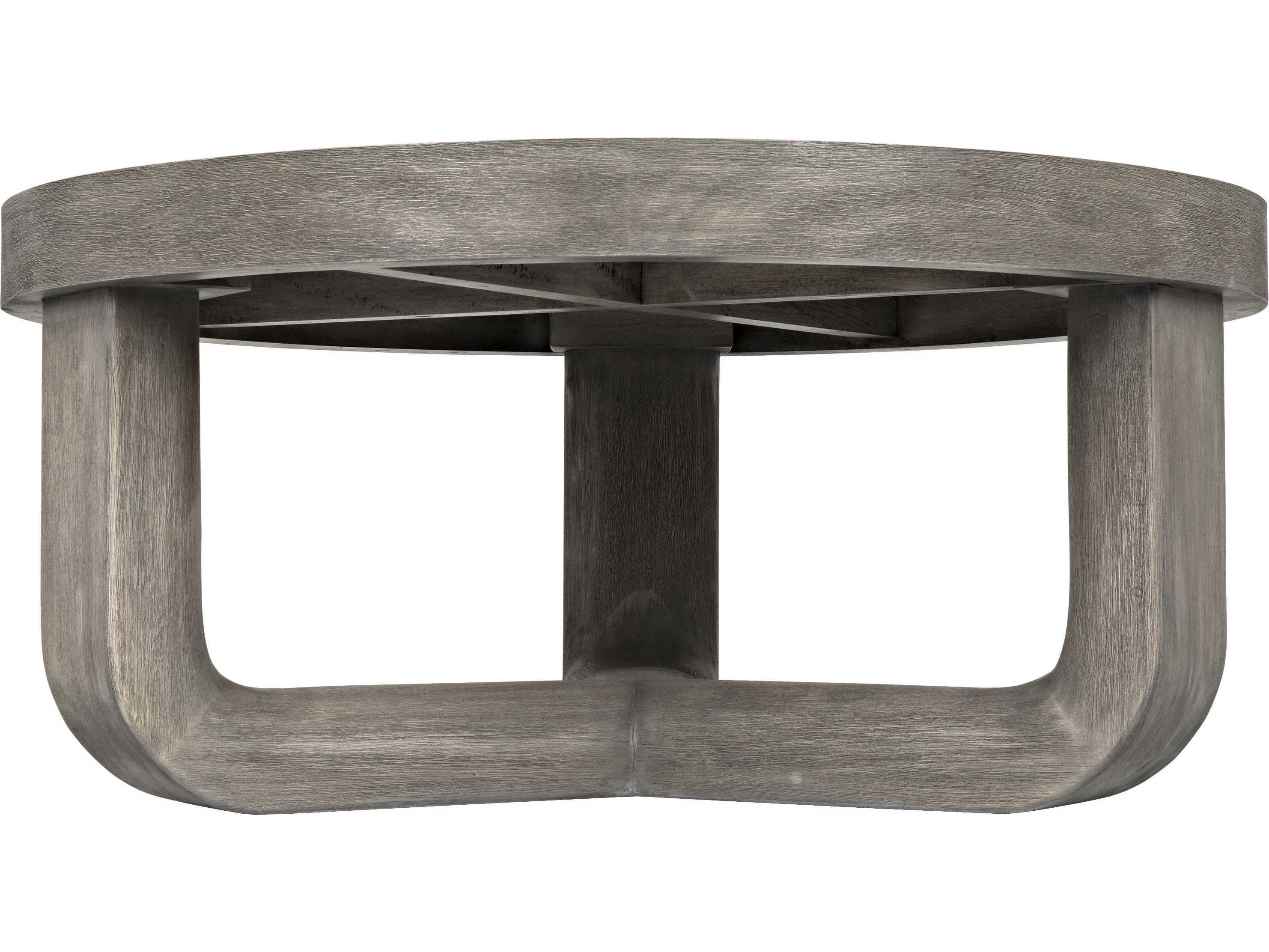 Noir Round Wood Distressed Grey Coffee Table