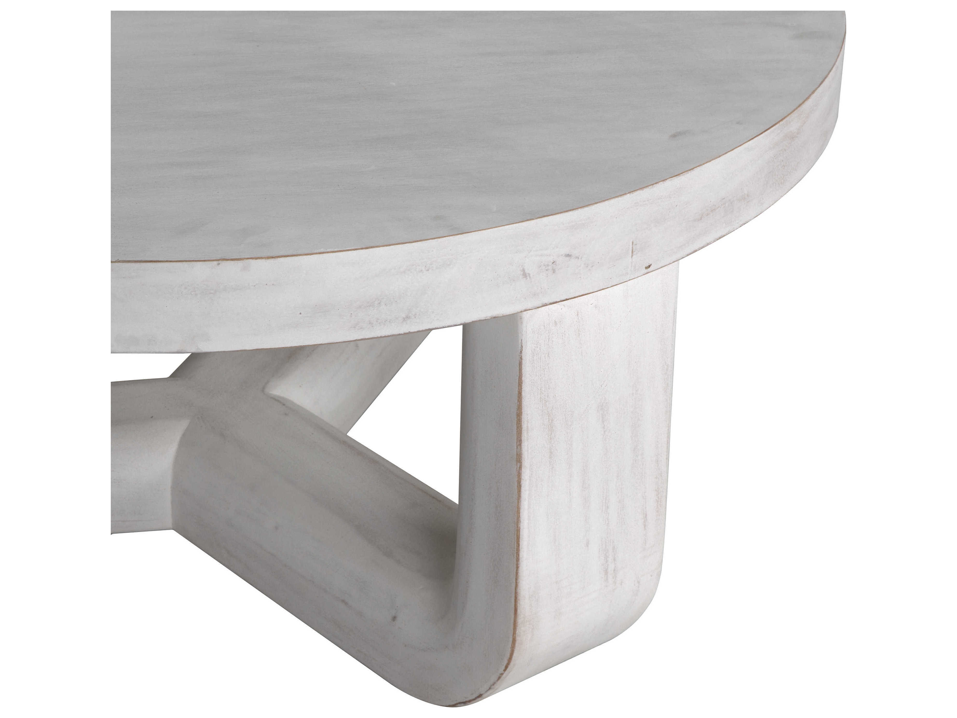 Noir Round Wood White Wash Coffee Table