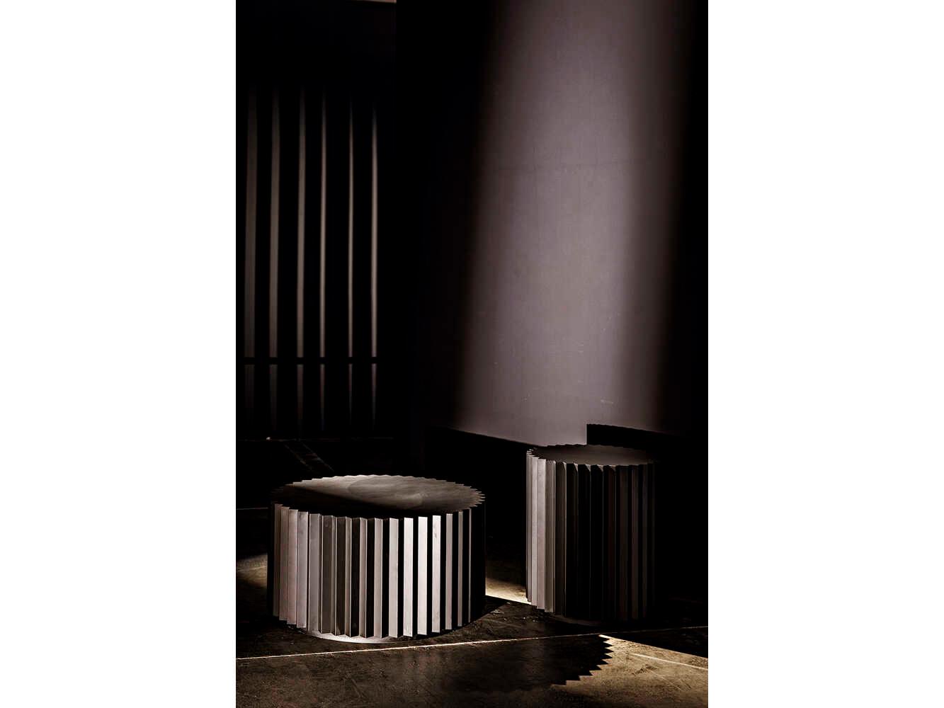 Noir Stern Round Black Metal Coffee Table