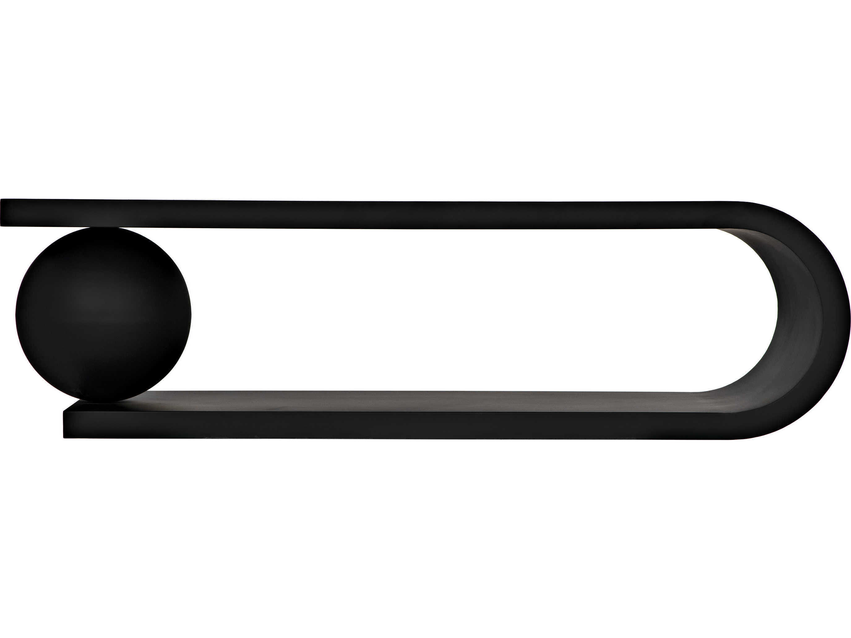 Noir Estelle Rectangular Metal Matte Black Coffee Table