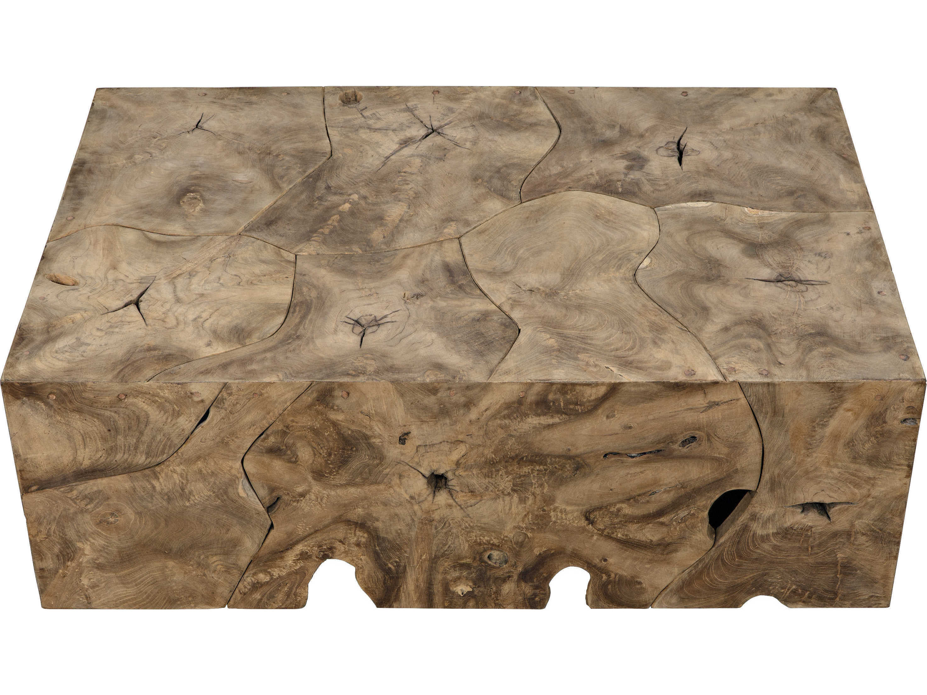 Noir Living Room Accents Rectangular Wood Teak Coffee Table