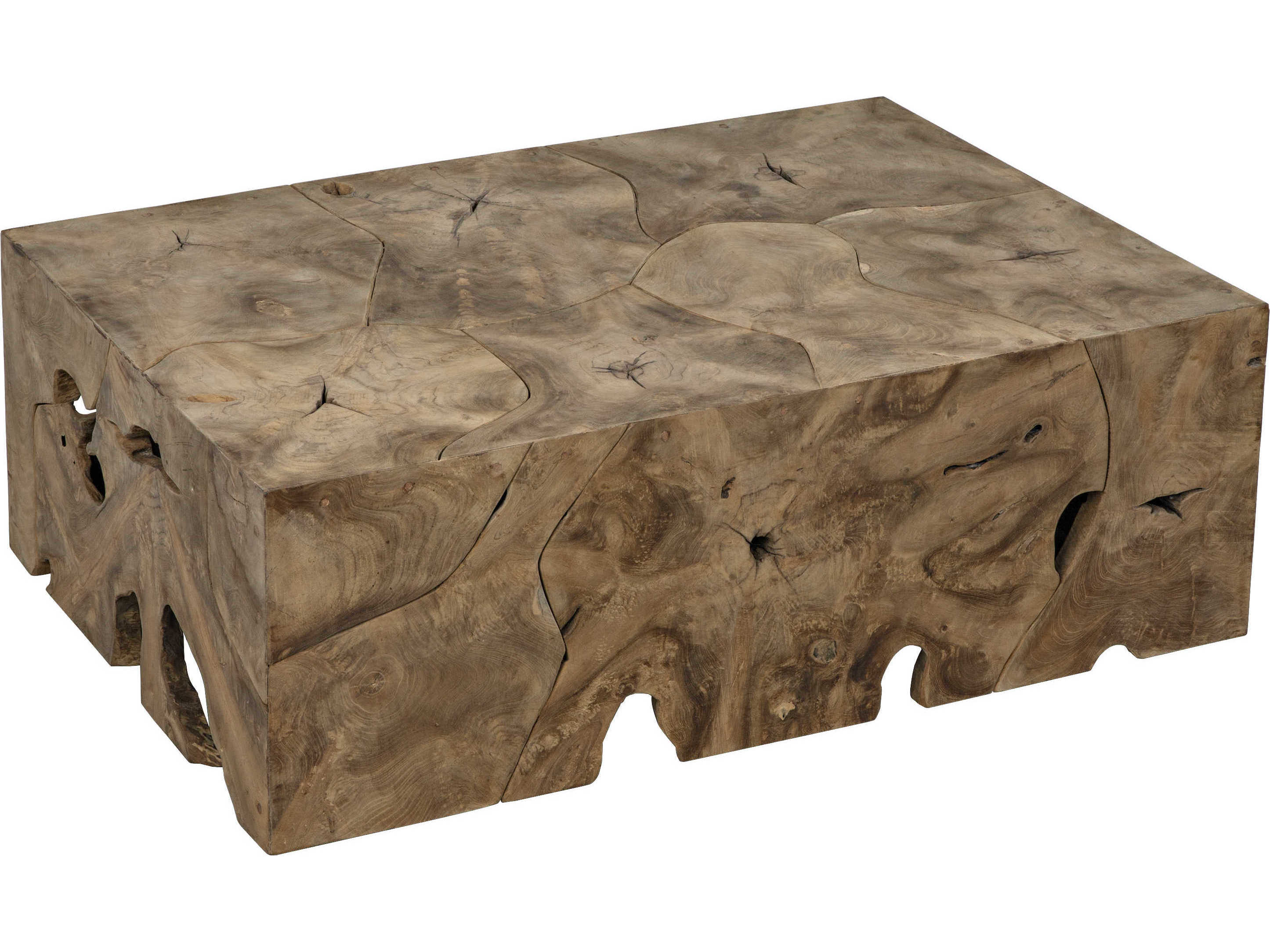 Noir Living Room Accents Rectangular Wood Teak Coffee Table