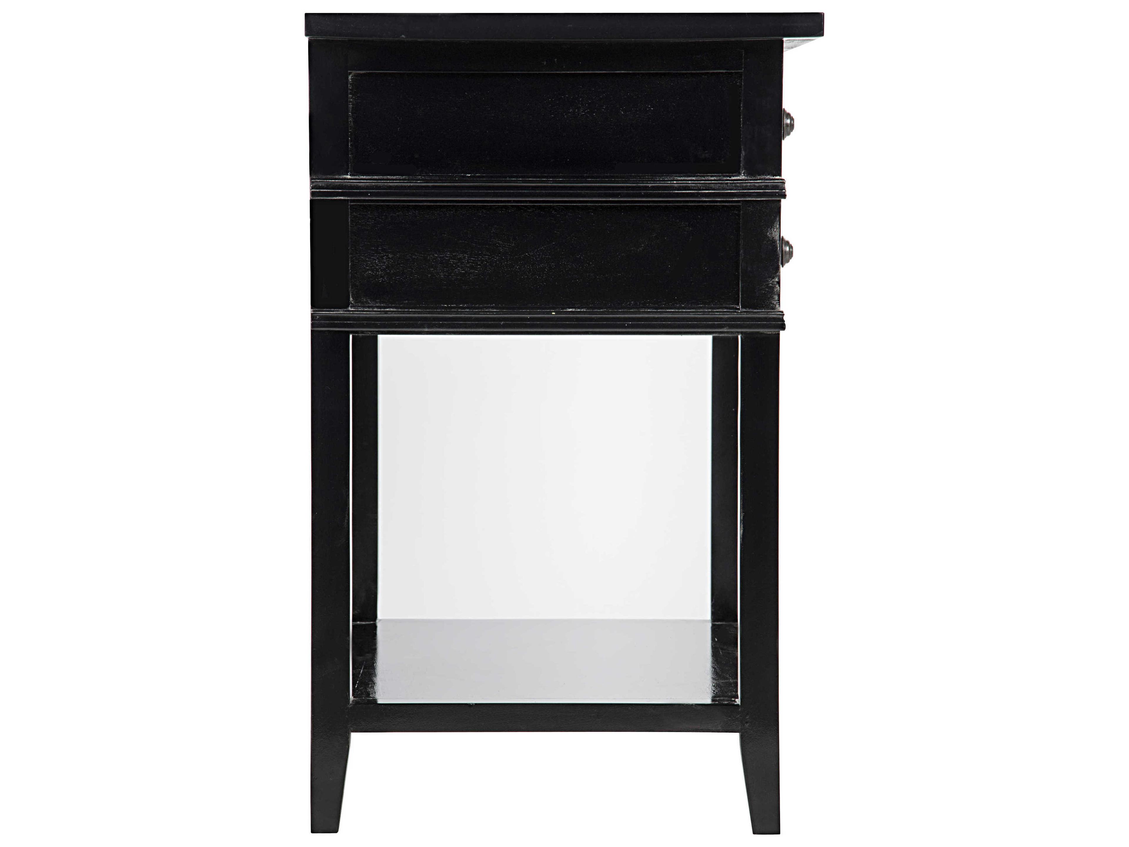 Noir Bedroom Storage 2-Drawers Birch Wood Nightstand