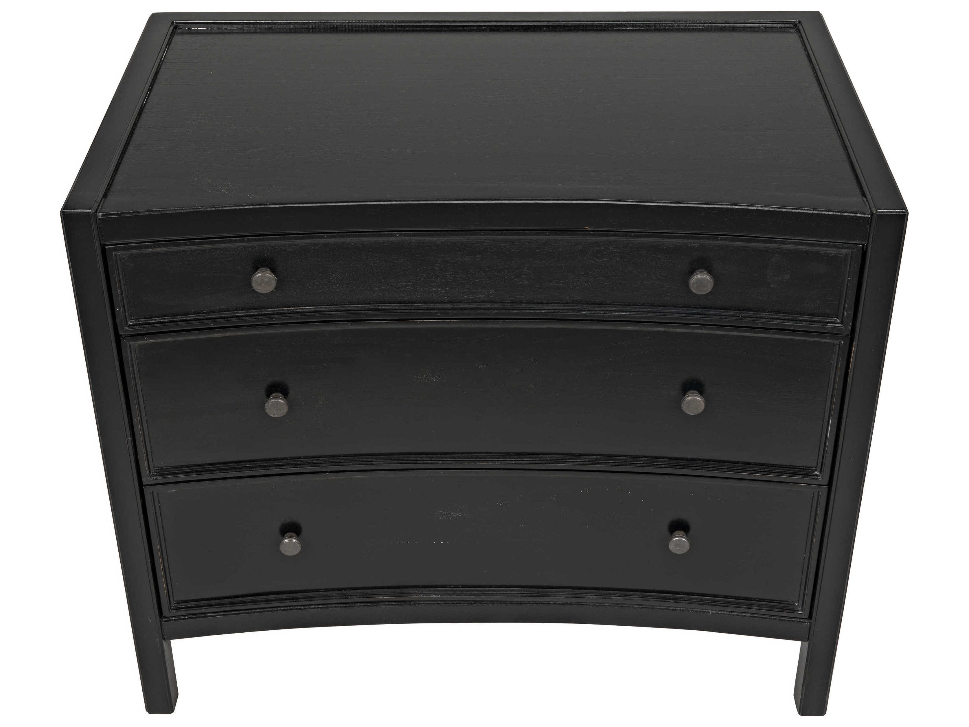 Noir Hampton 3-Drawers Mahogany Wood Nightstand