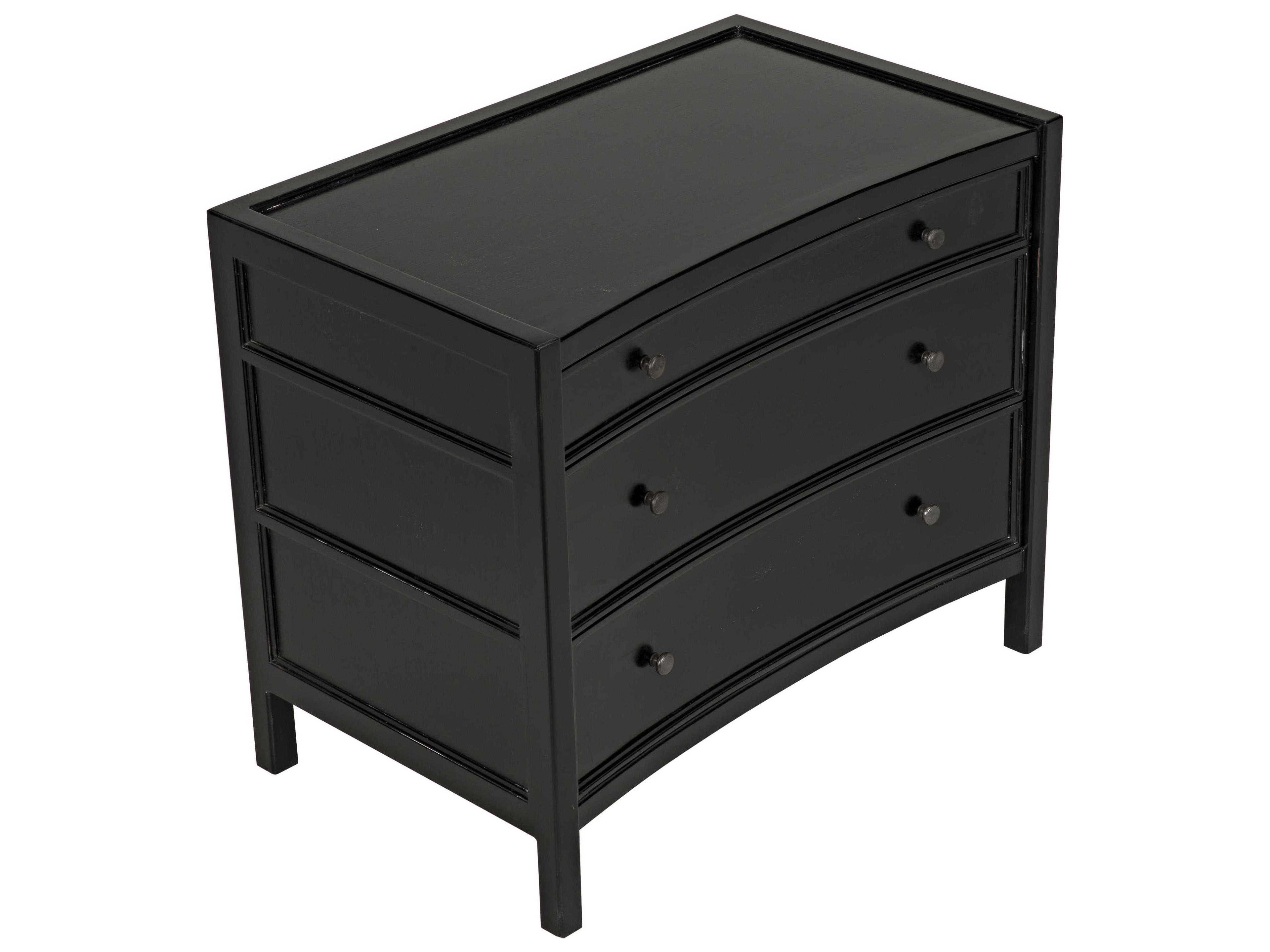 Noir Hampton 3-Drawers Mahogany Wood Nightstand