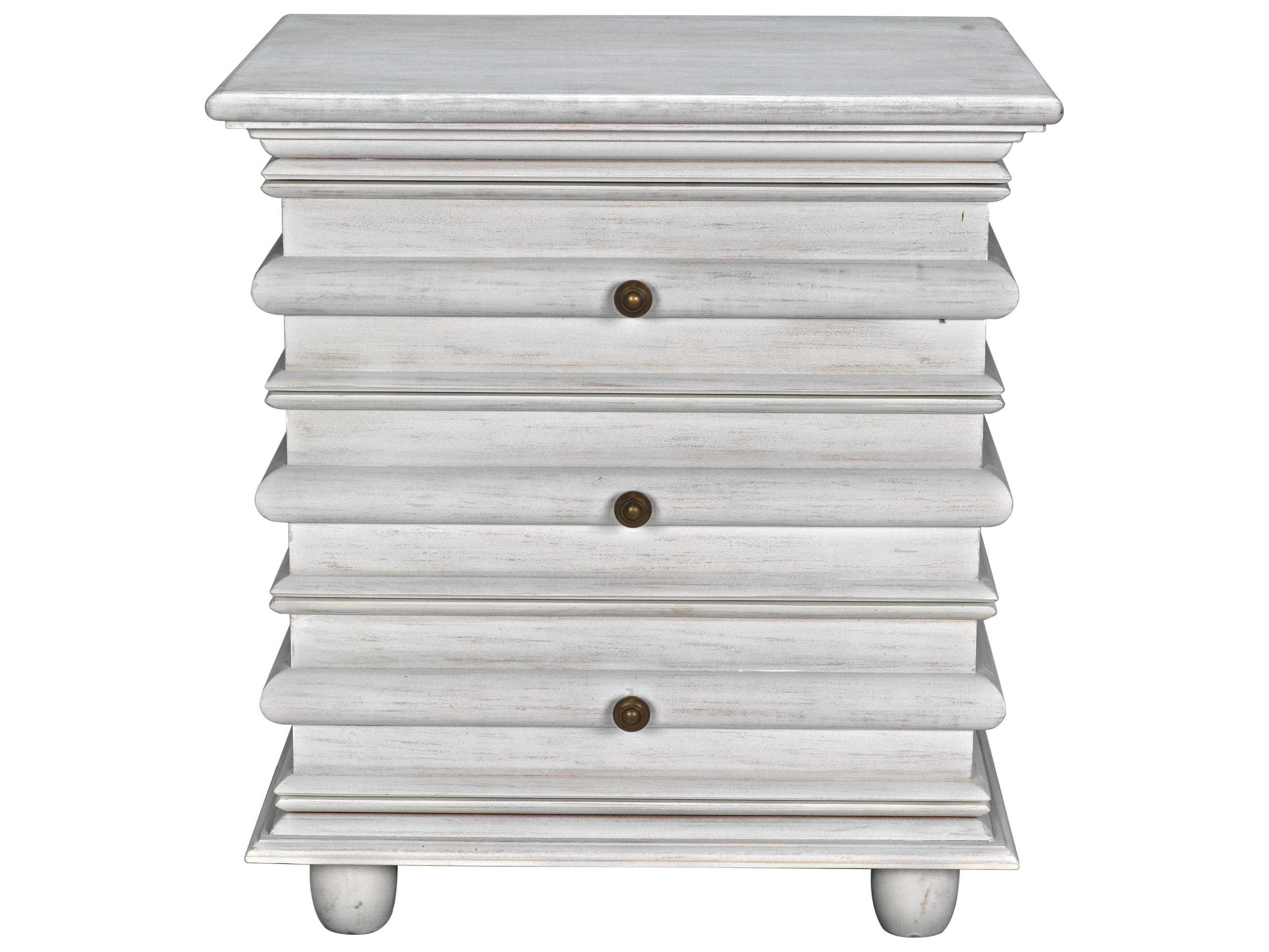 Noir Ascona Rectangular Wood White Wash End Table