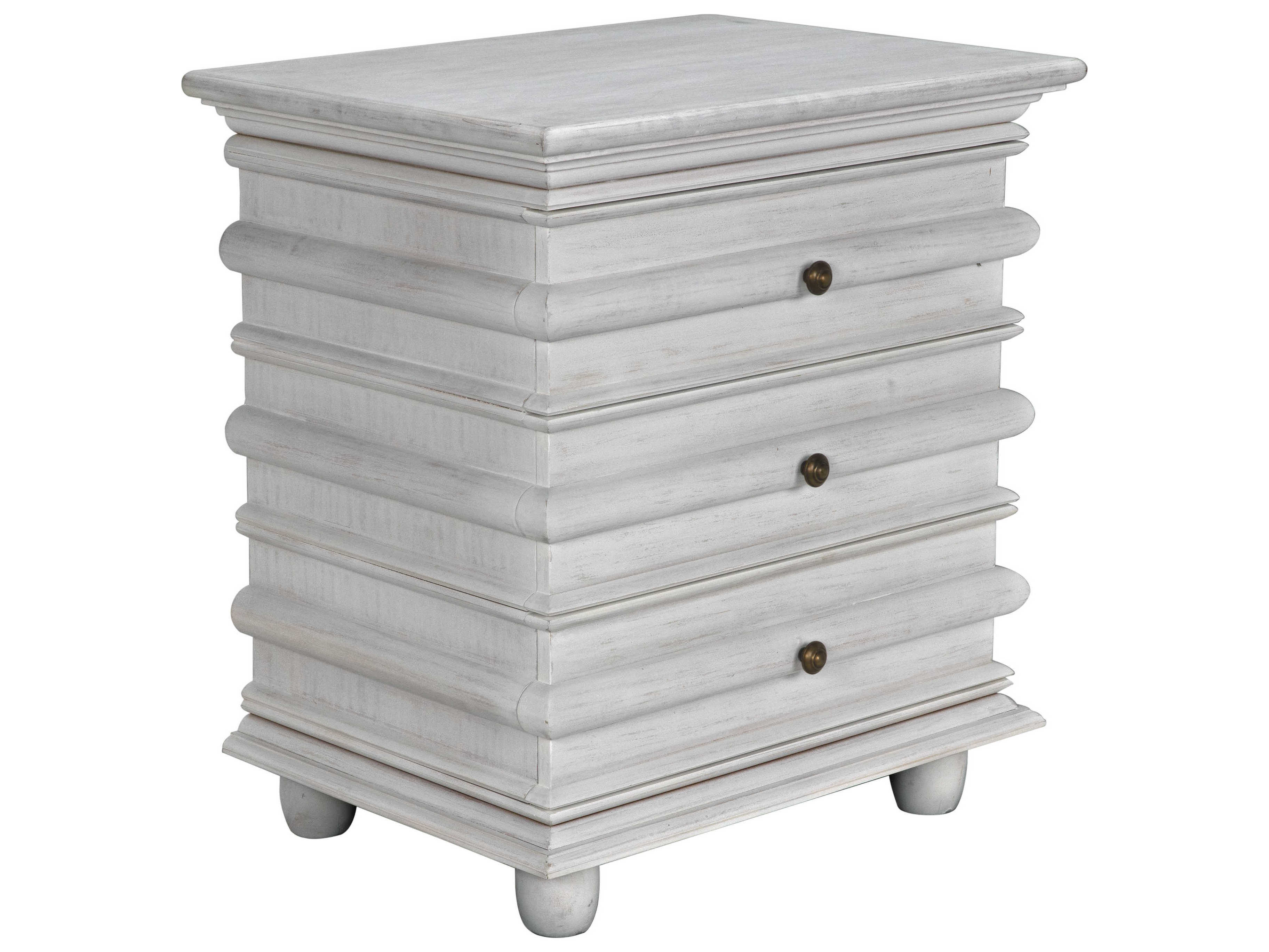 Noir Ascona Rectangular Wood White Wash End Table