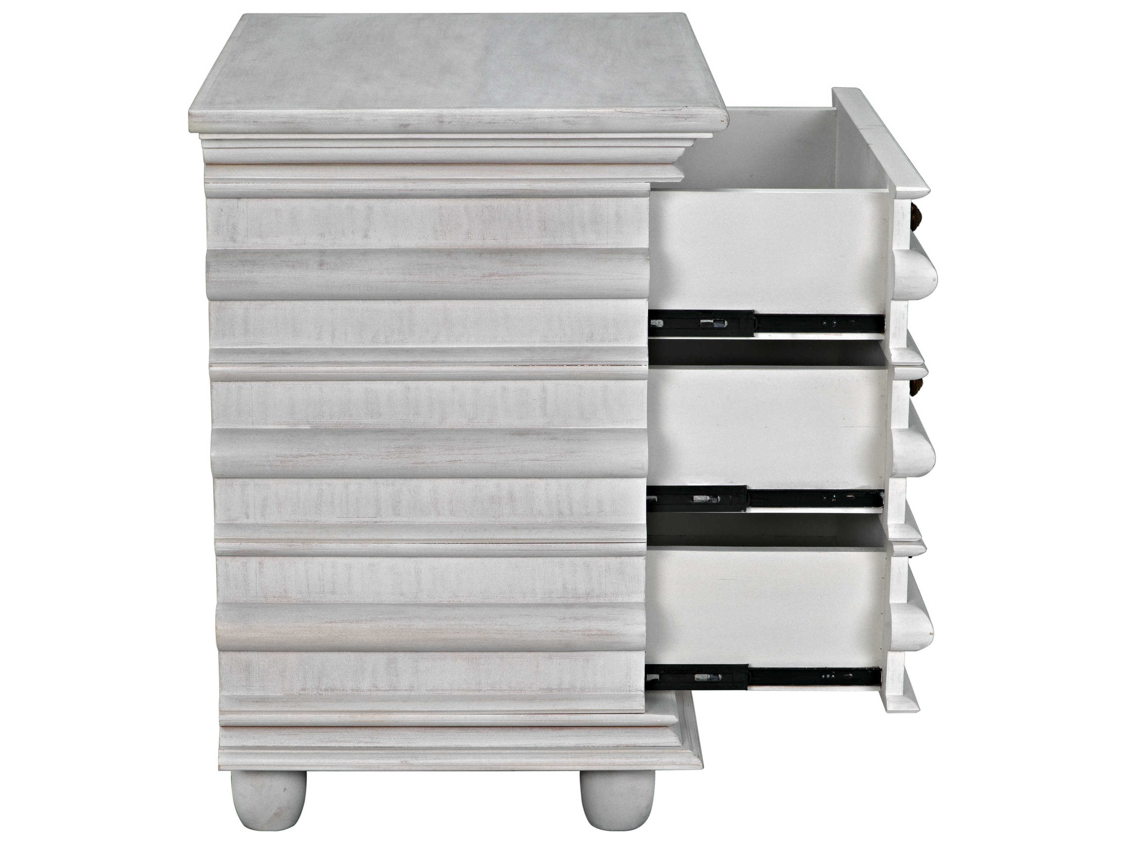 Noir Ascona Rectangular Wood White Wash End Table