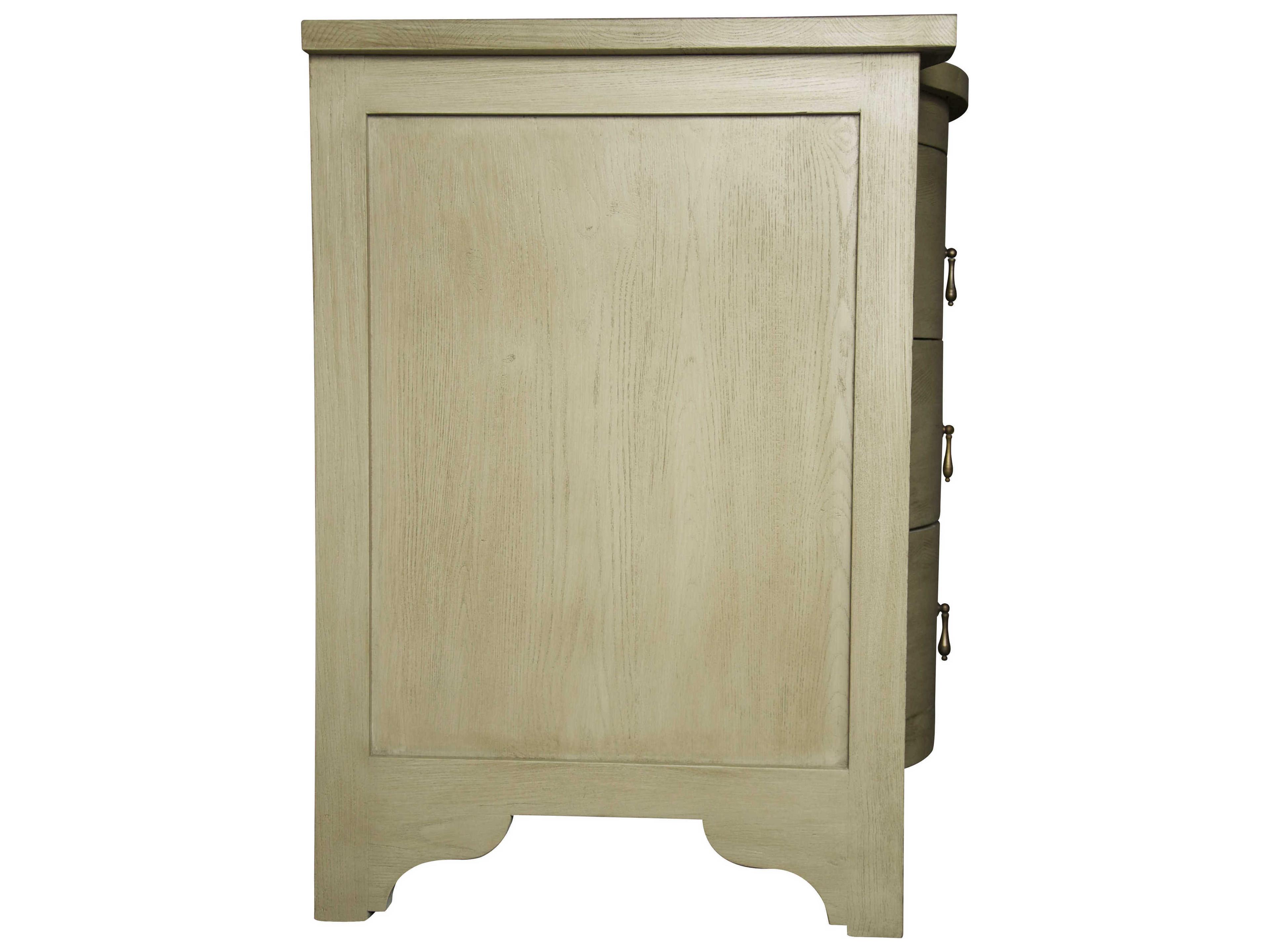 Noir Bedroom Storage 3-Drawers Gray Elm Wood Nightstand