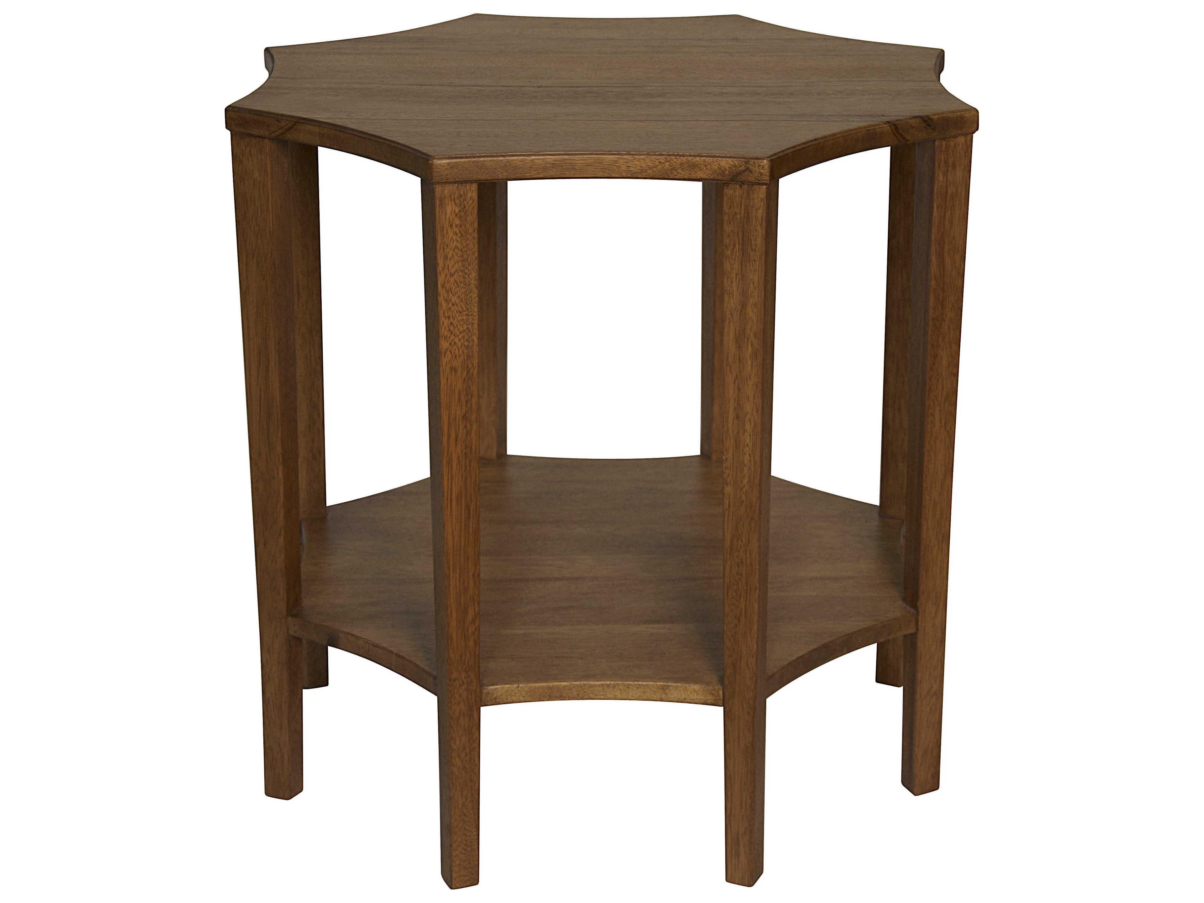 Noir Living Room Accents Hexagon Wood Dark Walnut End Table