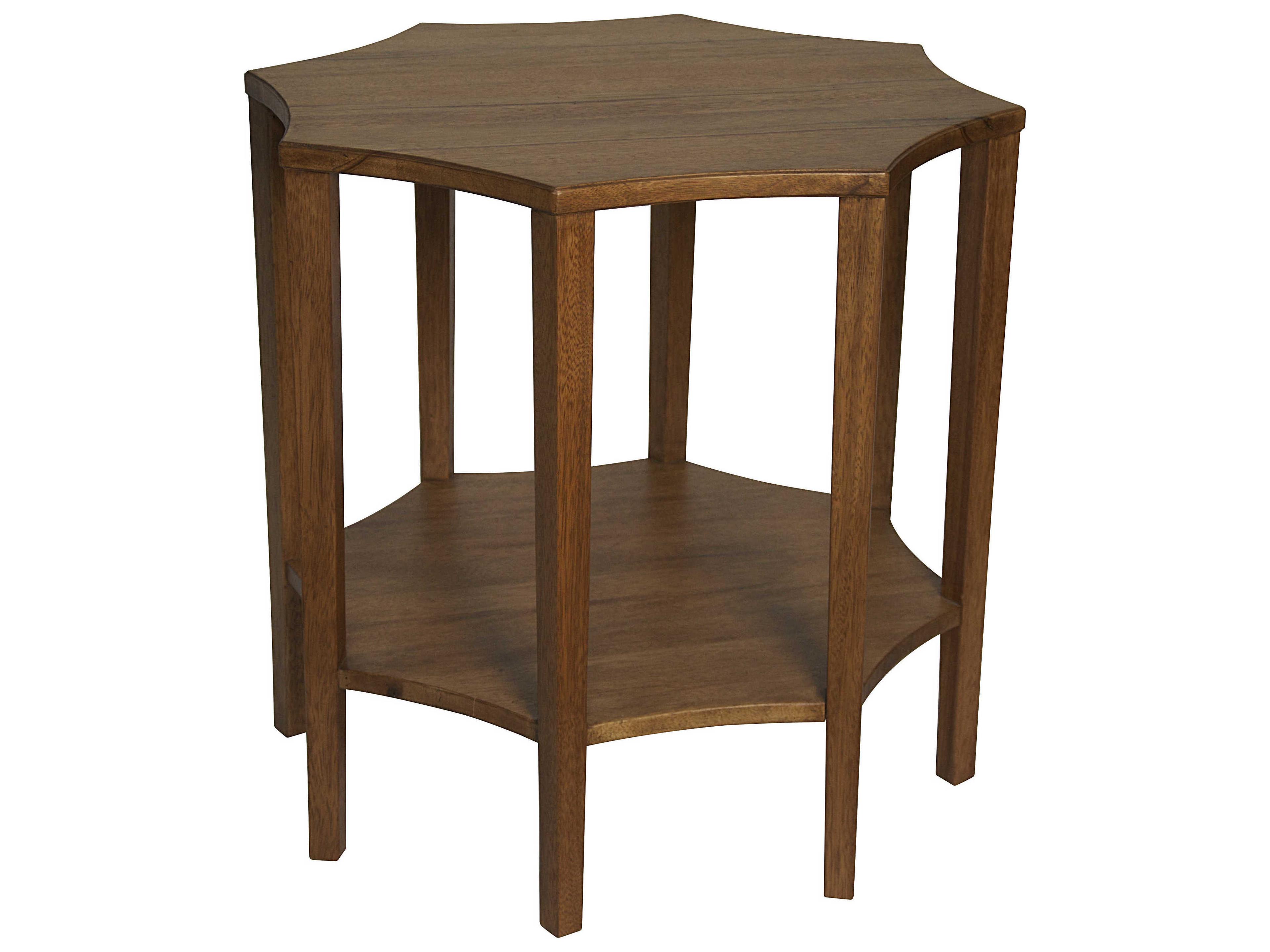 Noir Living Room Accents Hexagon Wood Dark Walnut End Table