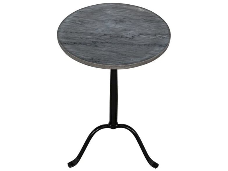 Noir Round Marble Matte Black End Table