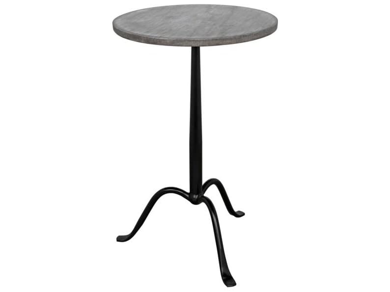 Noir Round Marble Matte Black End Table