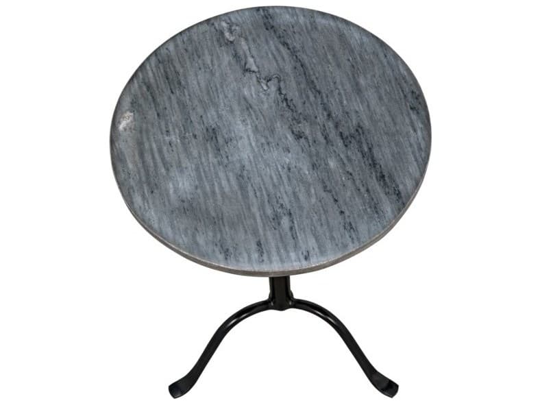 Noir Round Marble Matte Black End Table