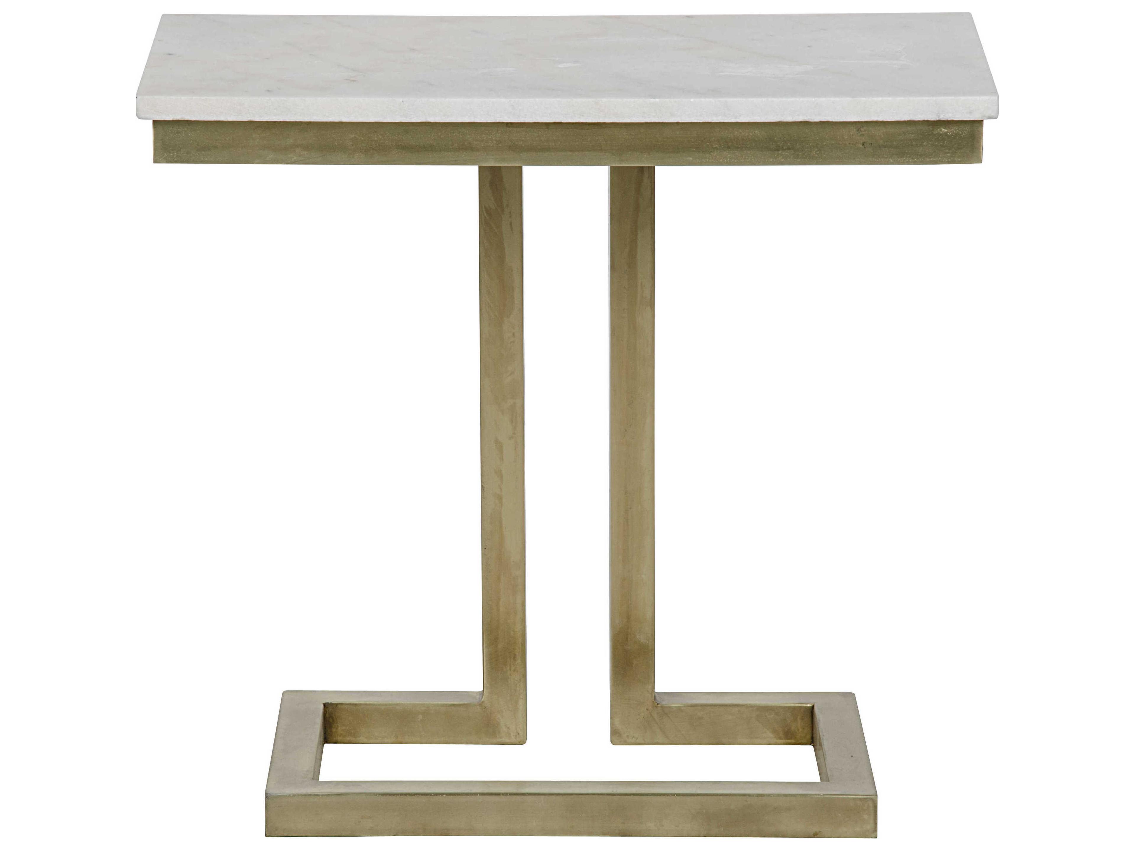Noir Living Room Accents Rectangular Stone Antique Brass End Table