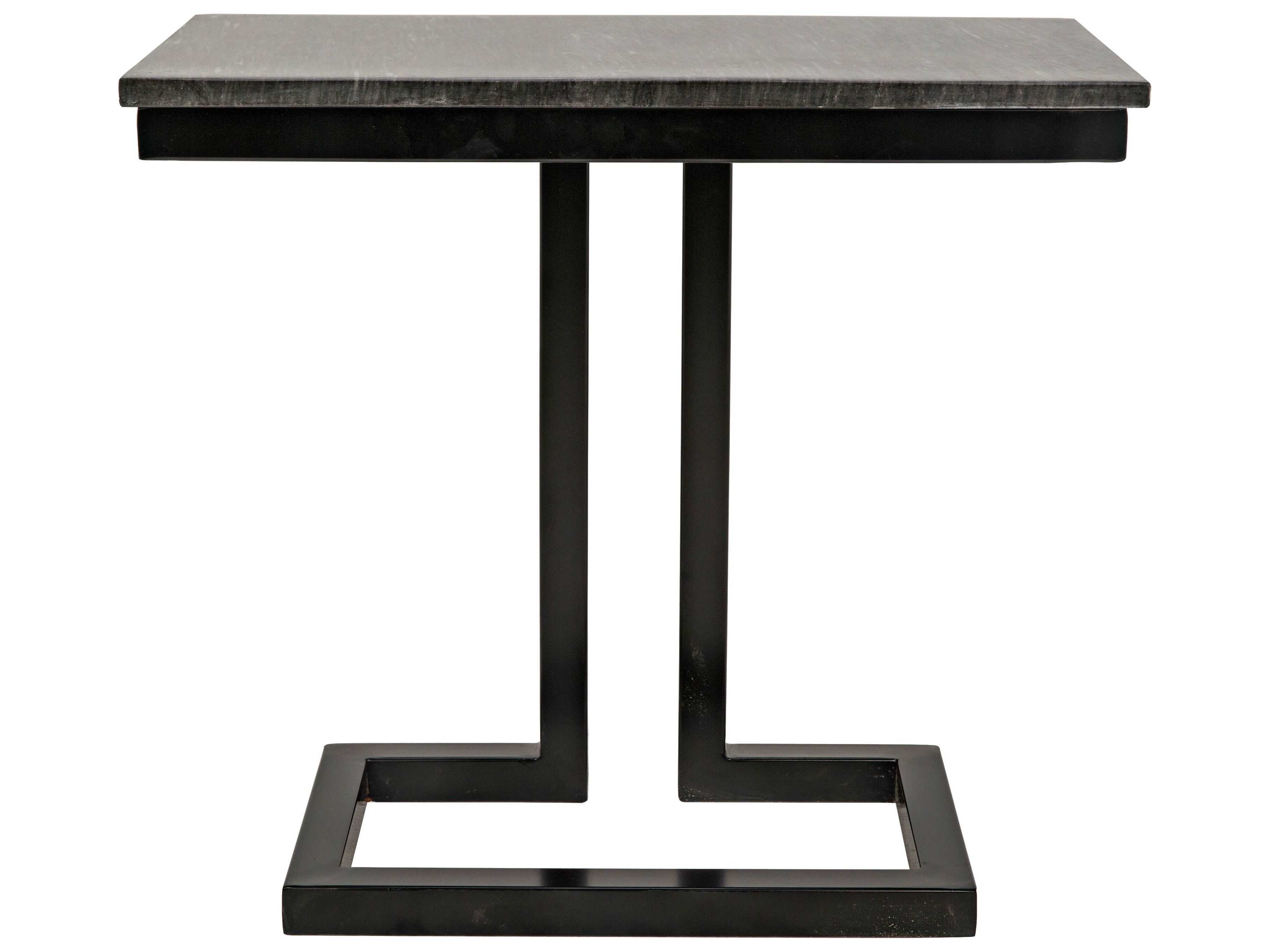 Noir Rectangular Marble Matte Black End Table