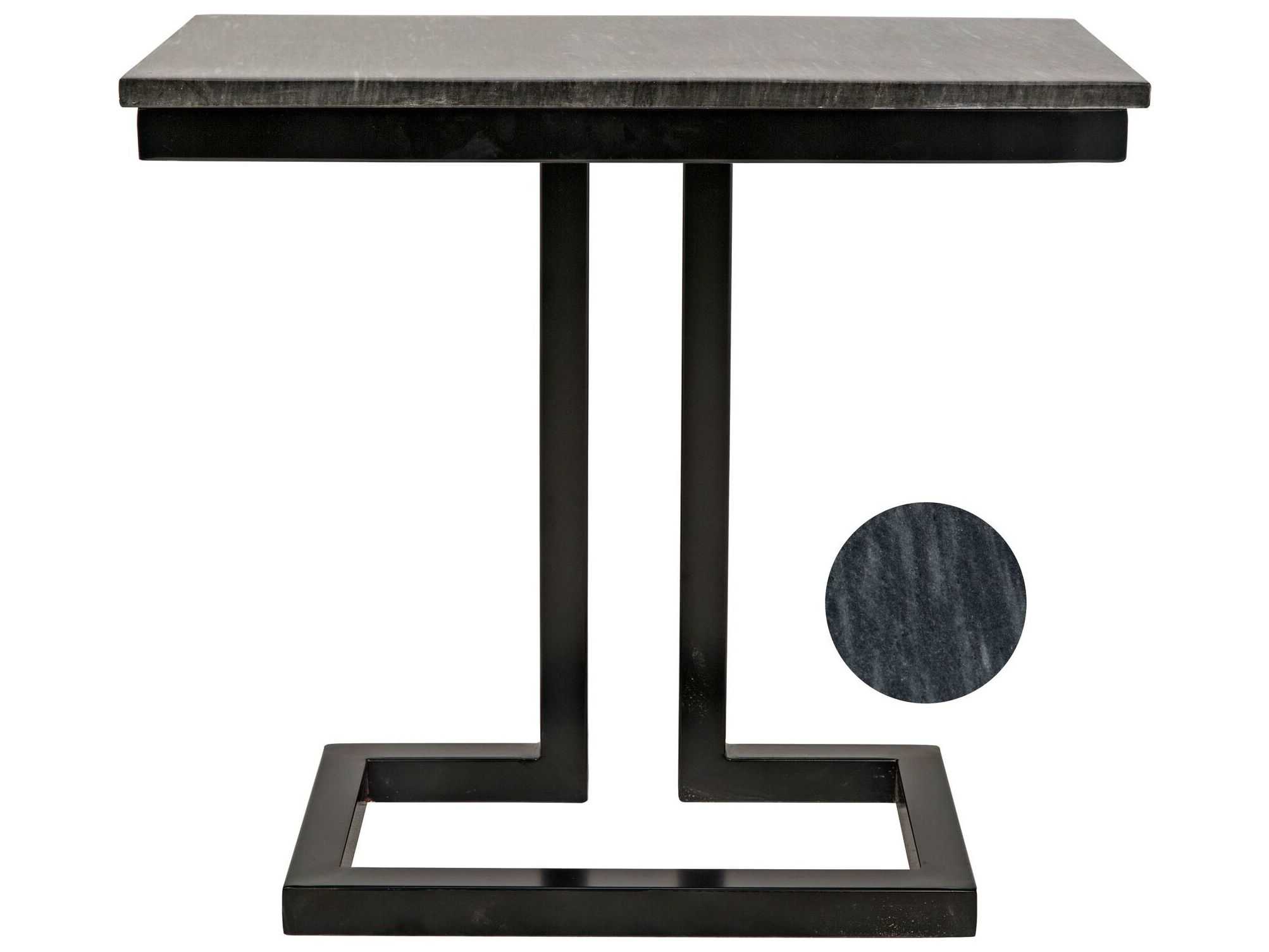 Noir Rectangular Marble Matte Black End Table