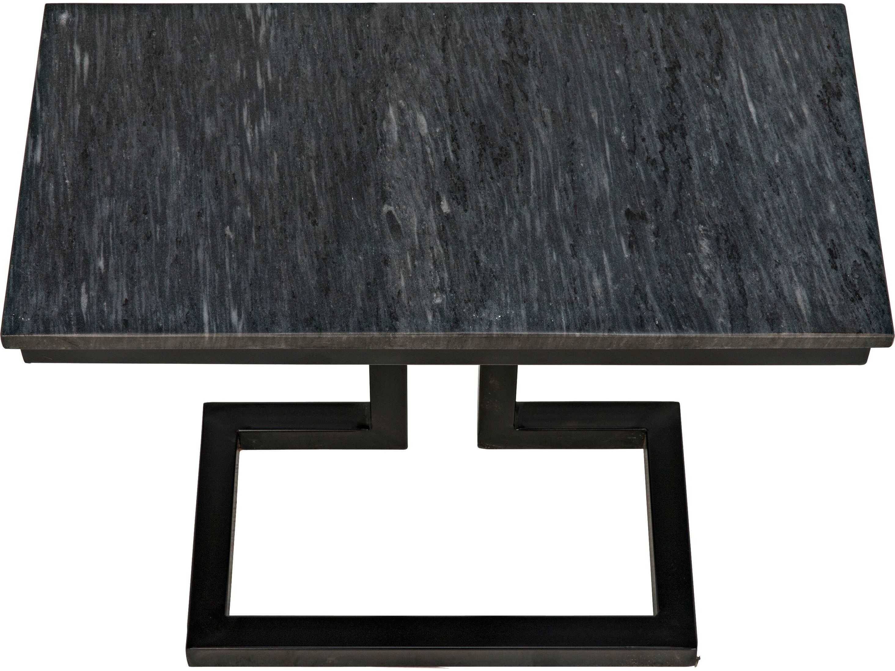 Noir Rectangular Marble Matte Black End Table
