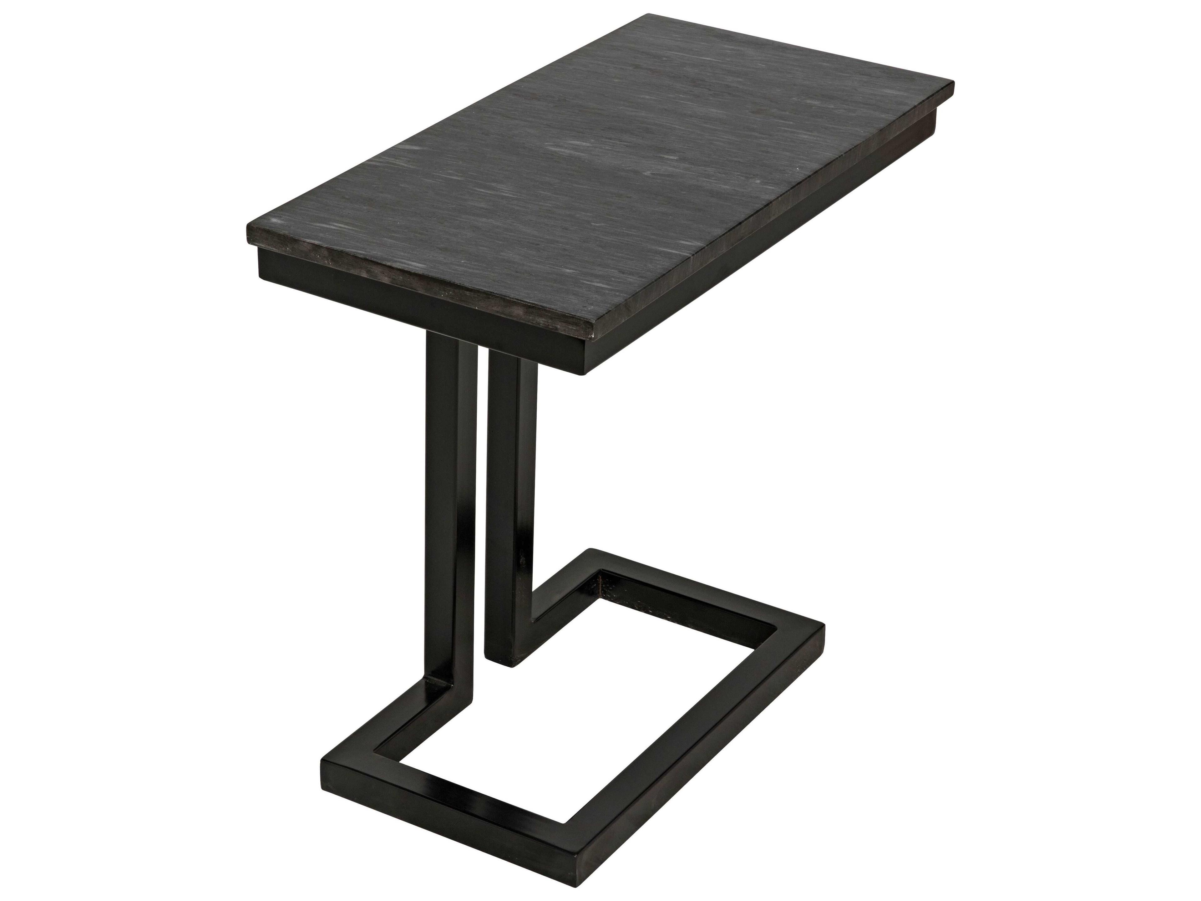 Noir Rectangular Marble Matte Black End Table