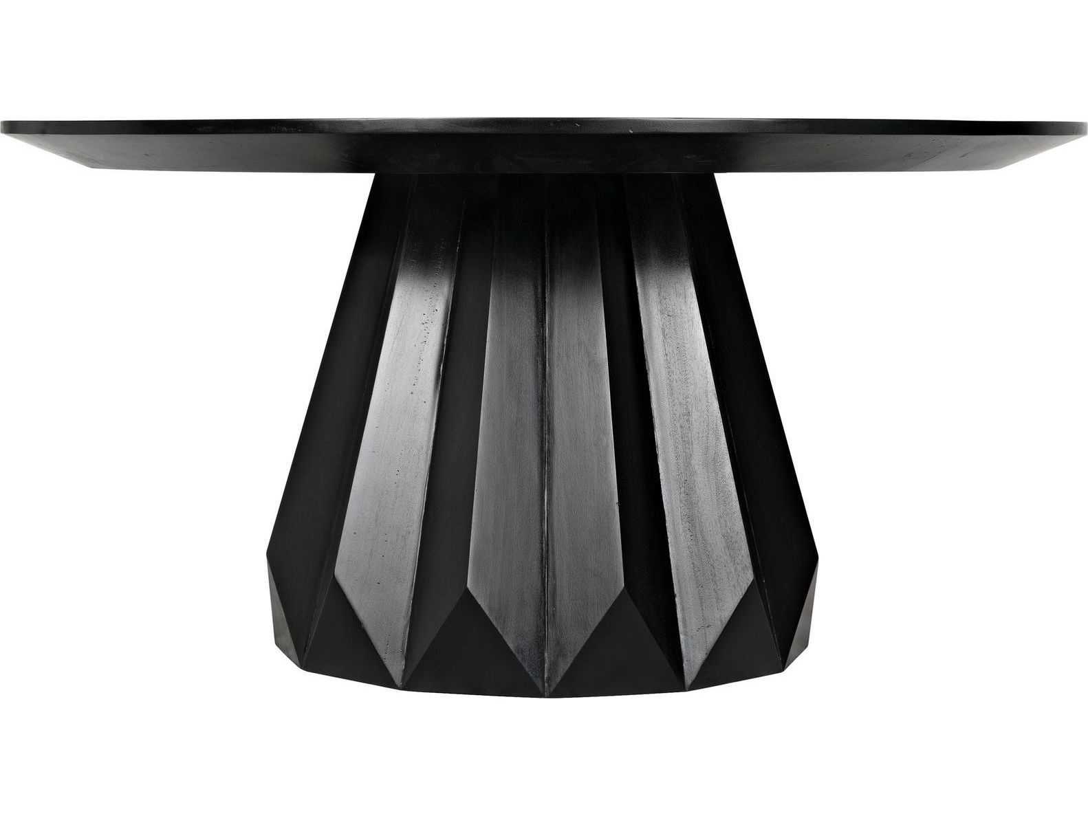 Noir Round Wood Hand Rubbed Black Dining Table