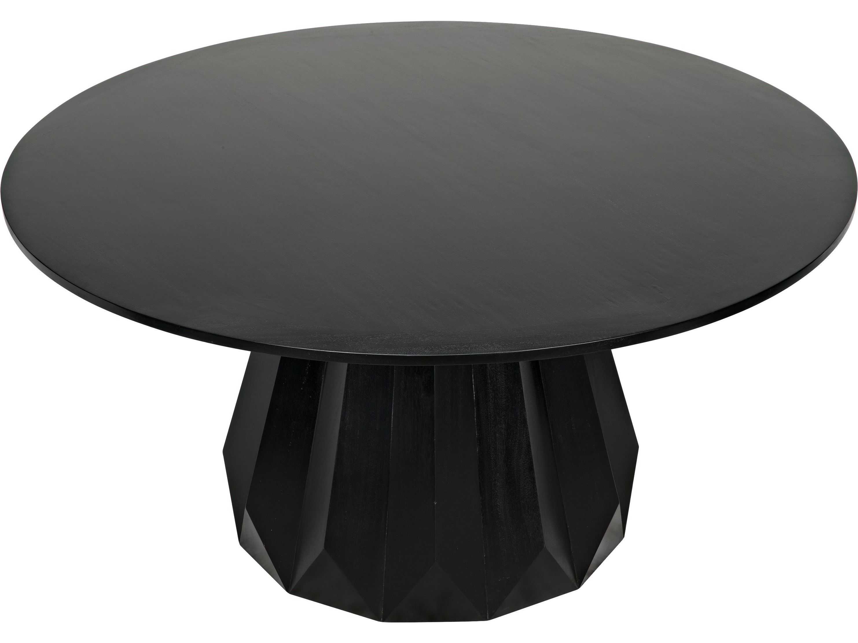 Noir Round Wood Hand Rubbed Black Dining Table