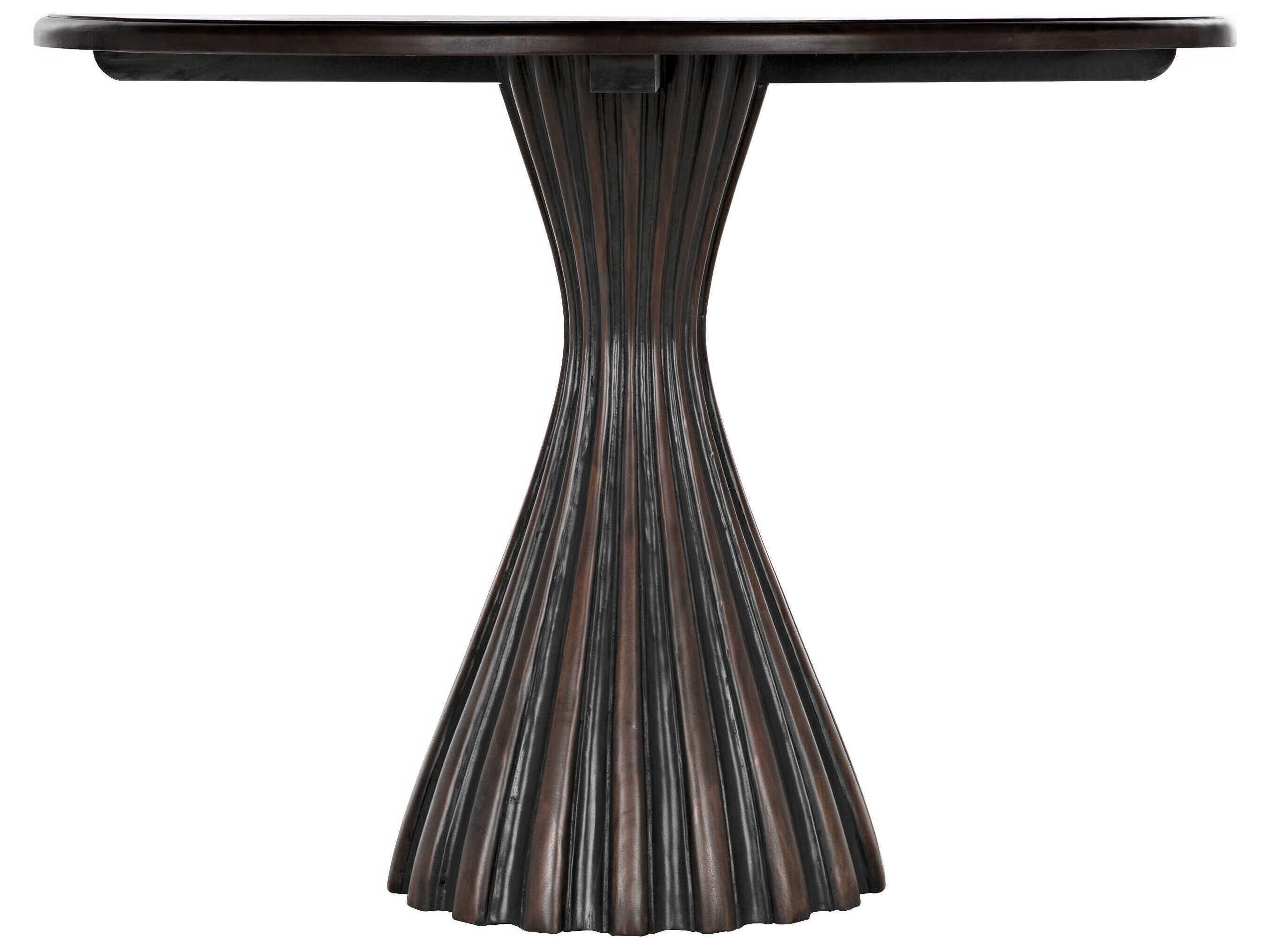 Noir Round Wood Pale With Light Brown Trim Dining Table