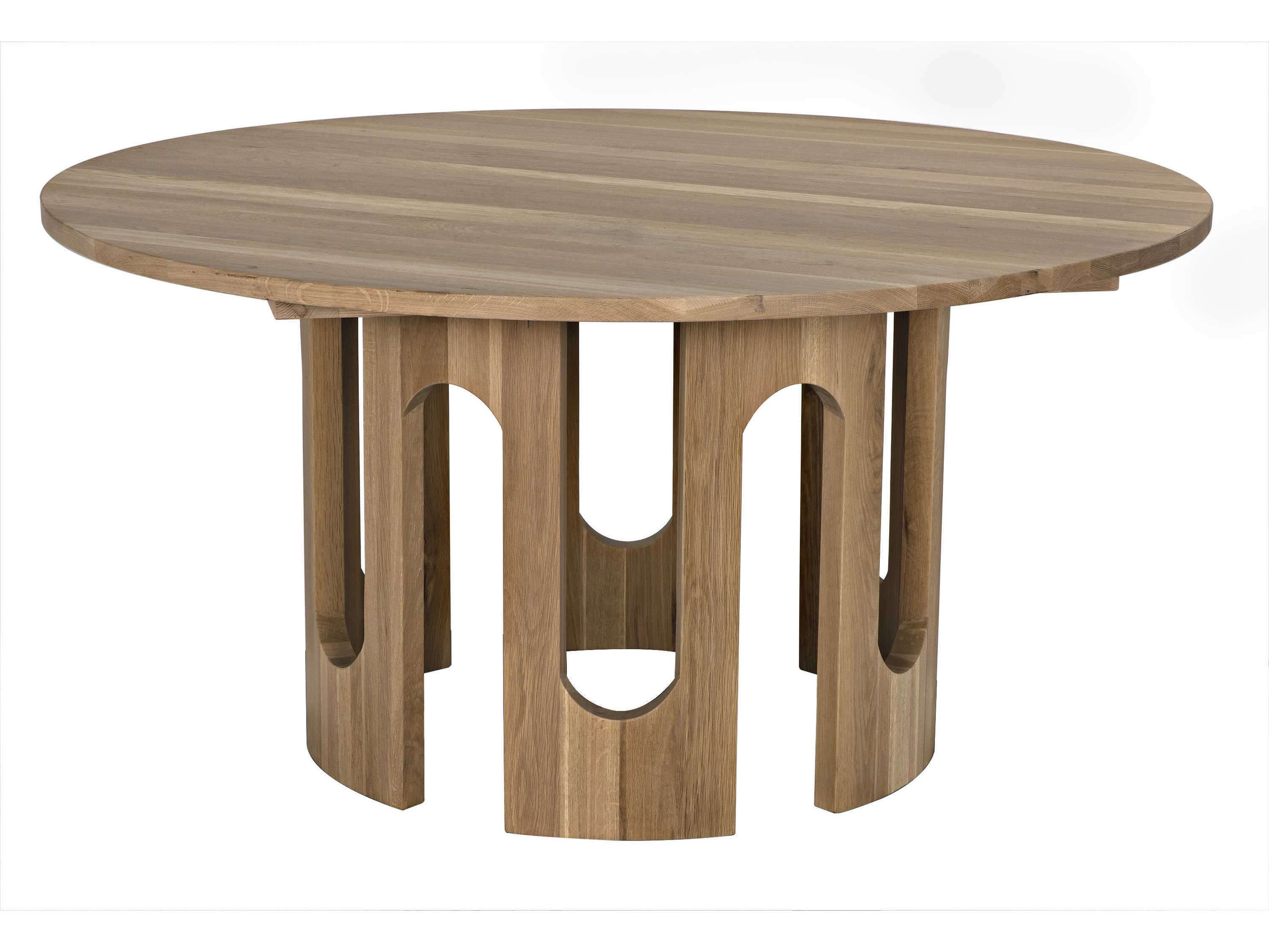 Noir Kirill Round Wood Clear Flat Dining Table