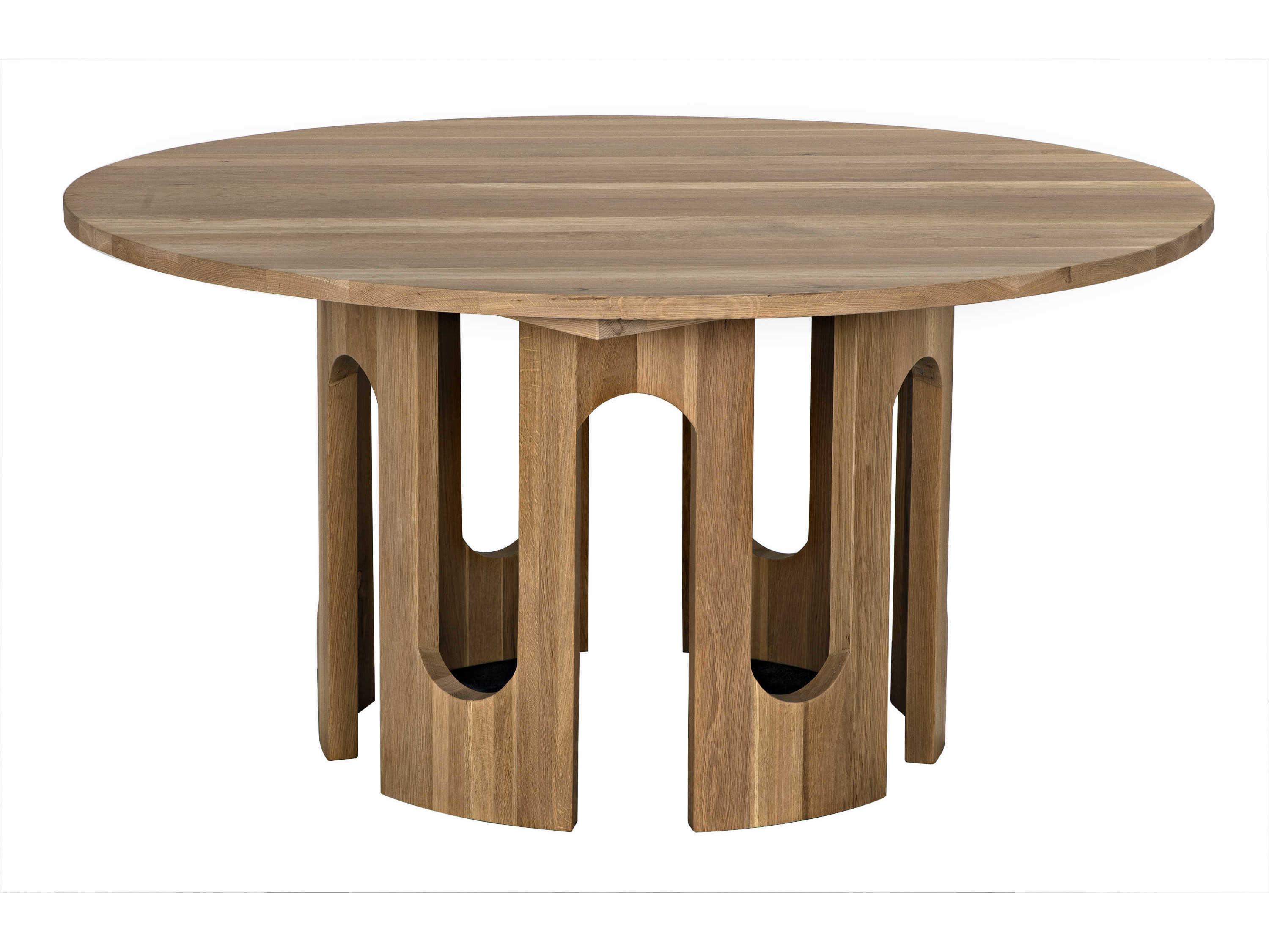 Noir Kirill Round Wood Clear Flat Dining Table