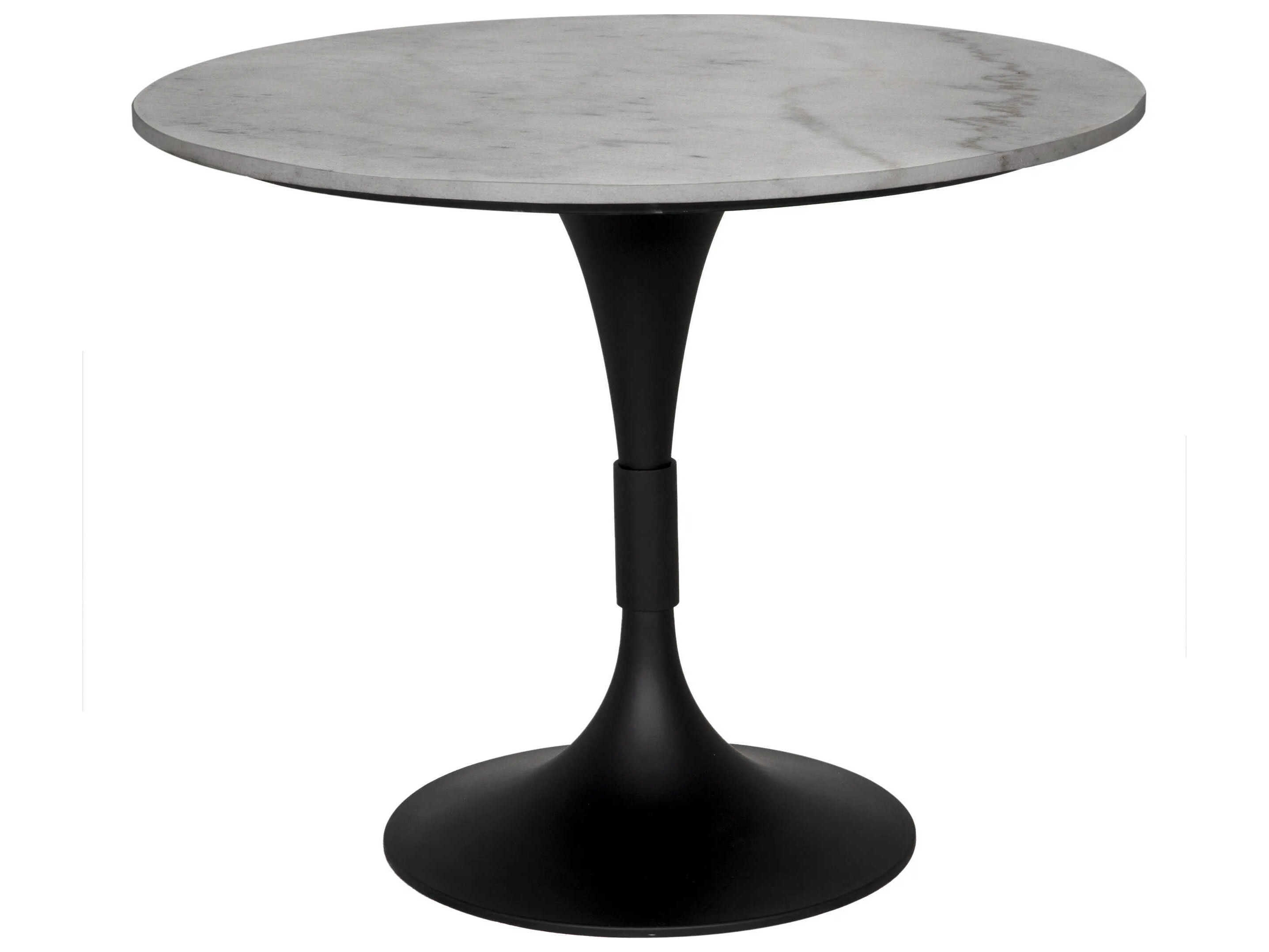 Noir Jman Round Marble Matte Black Dining Table
