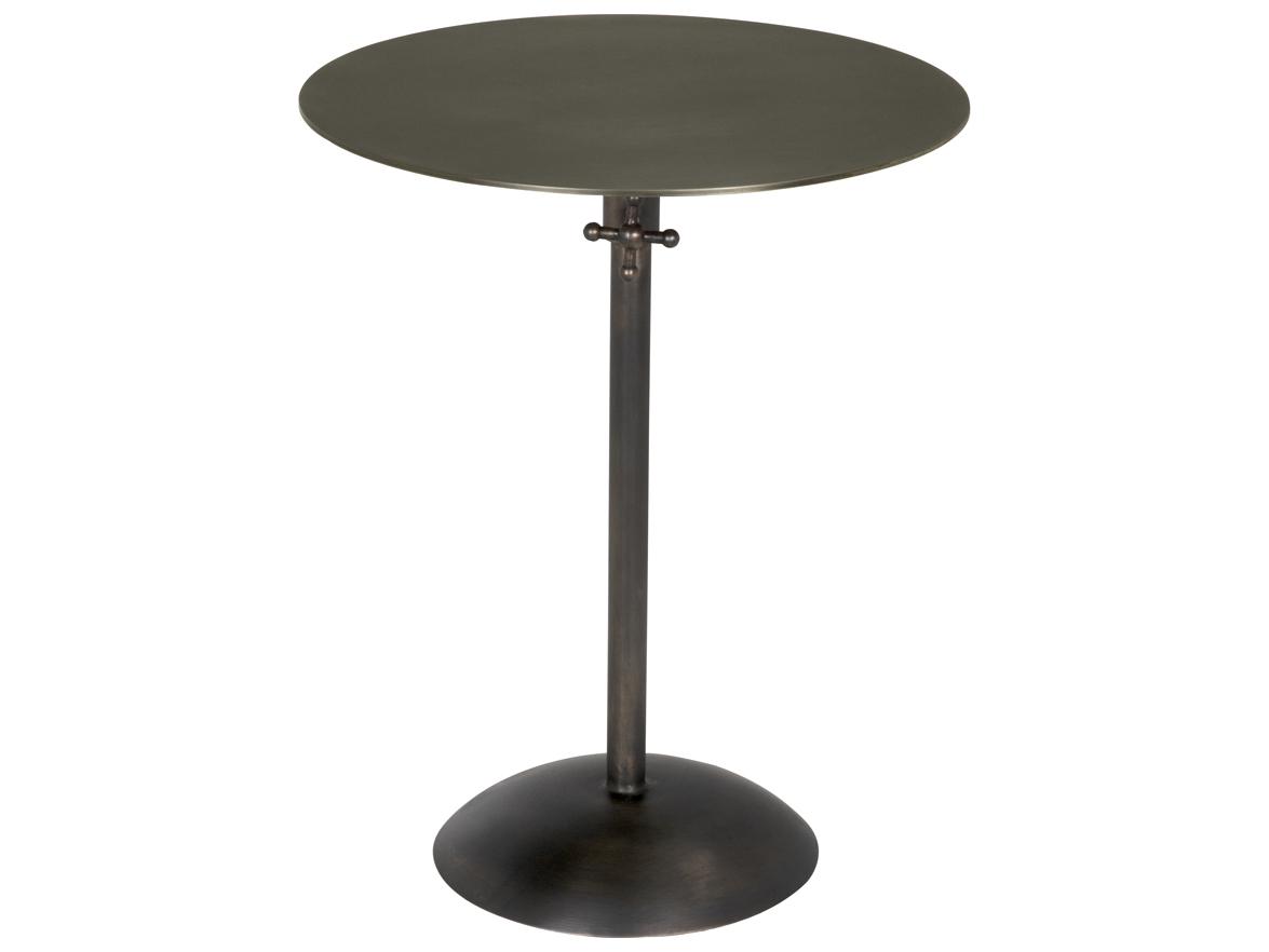 Noir Felix Round Steel Gun Metal End Table