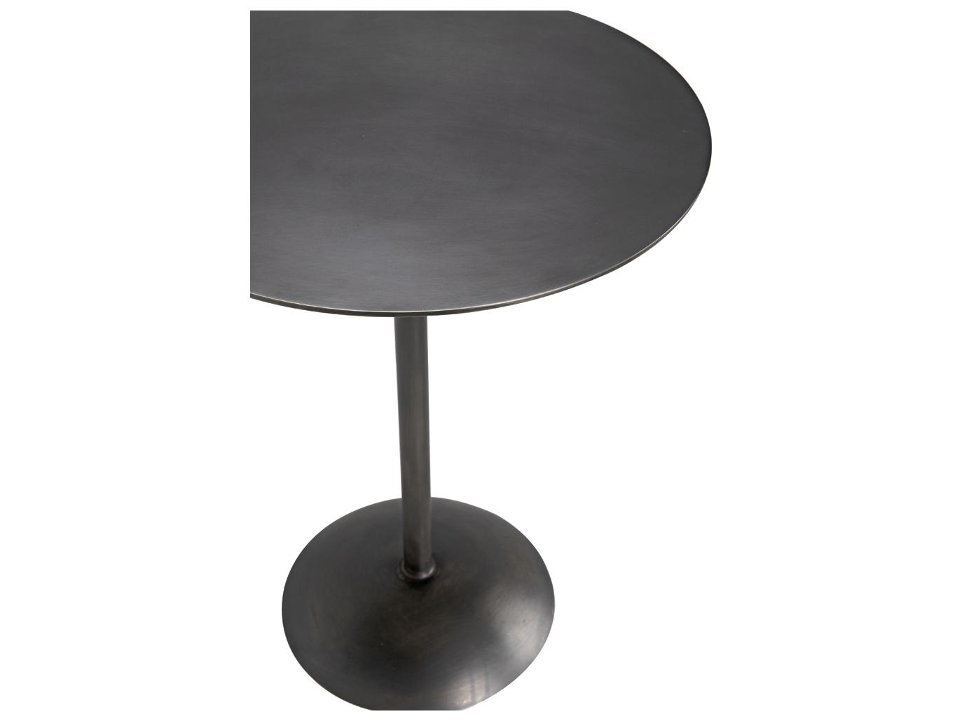 Noir Felix Round Steel Gun Metal End Table