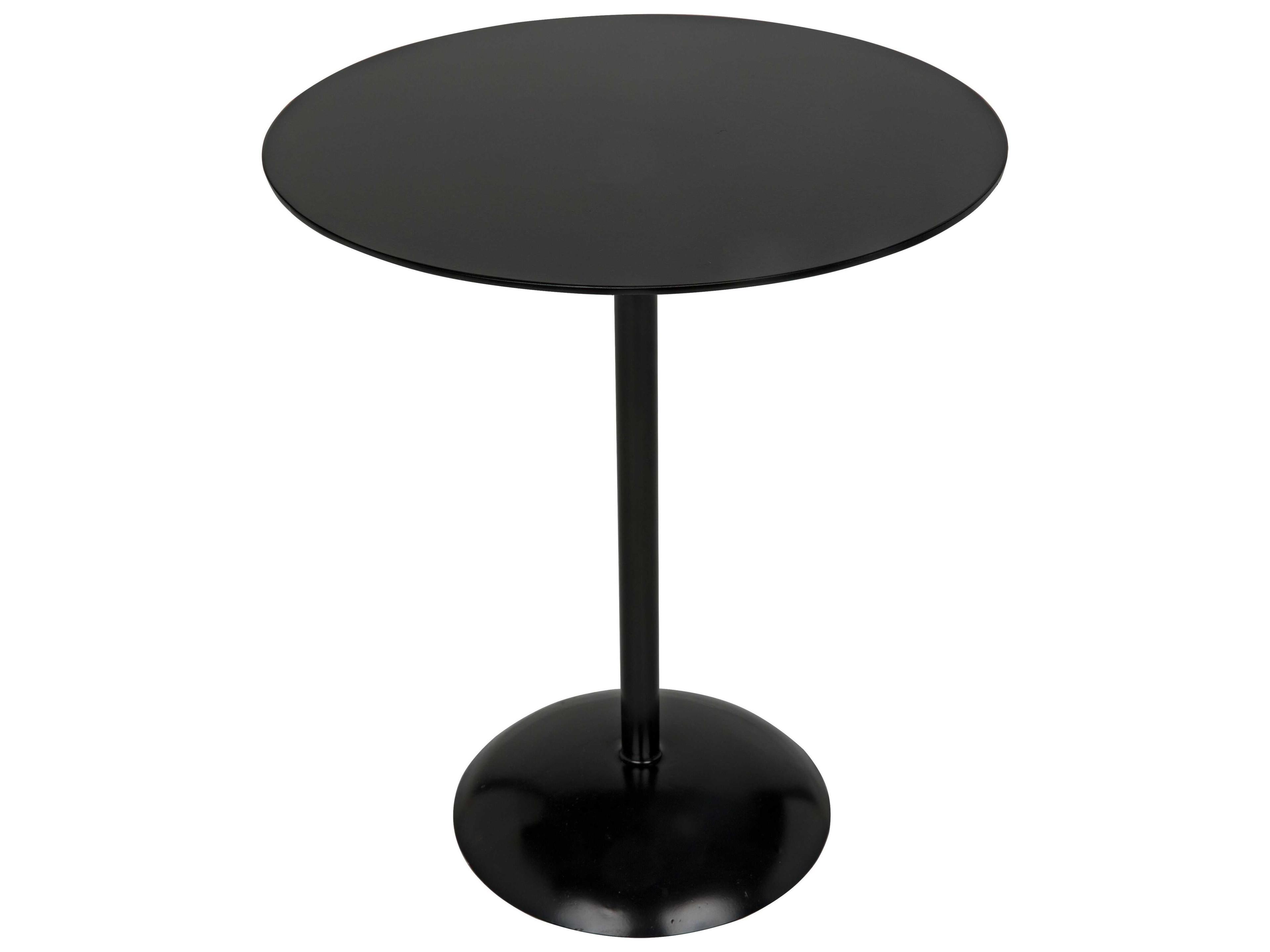 Noir Round Black Metal End Table