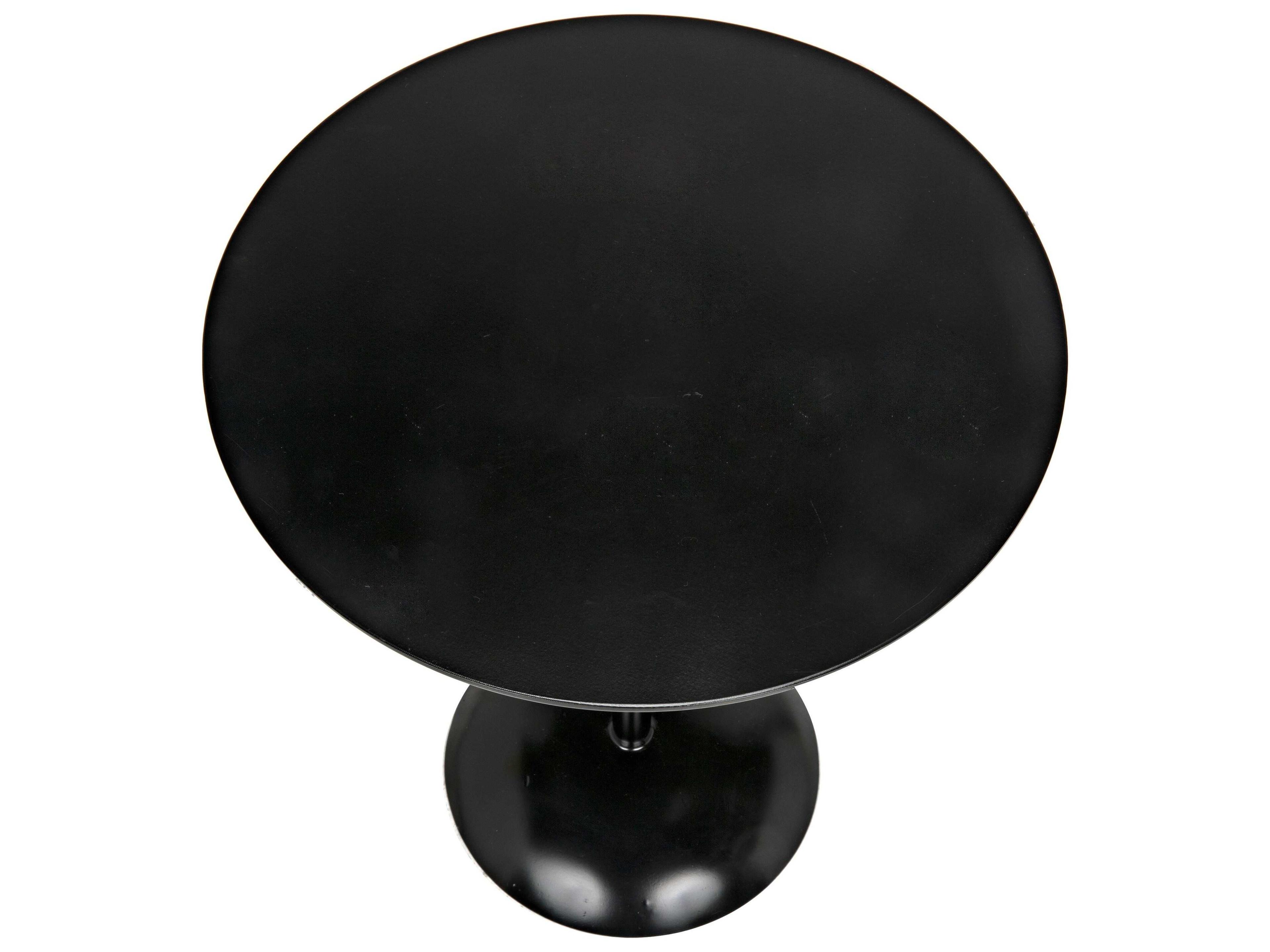 Noir Round Black Metal End Table