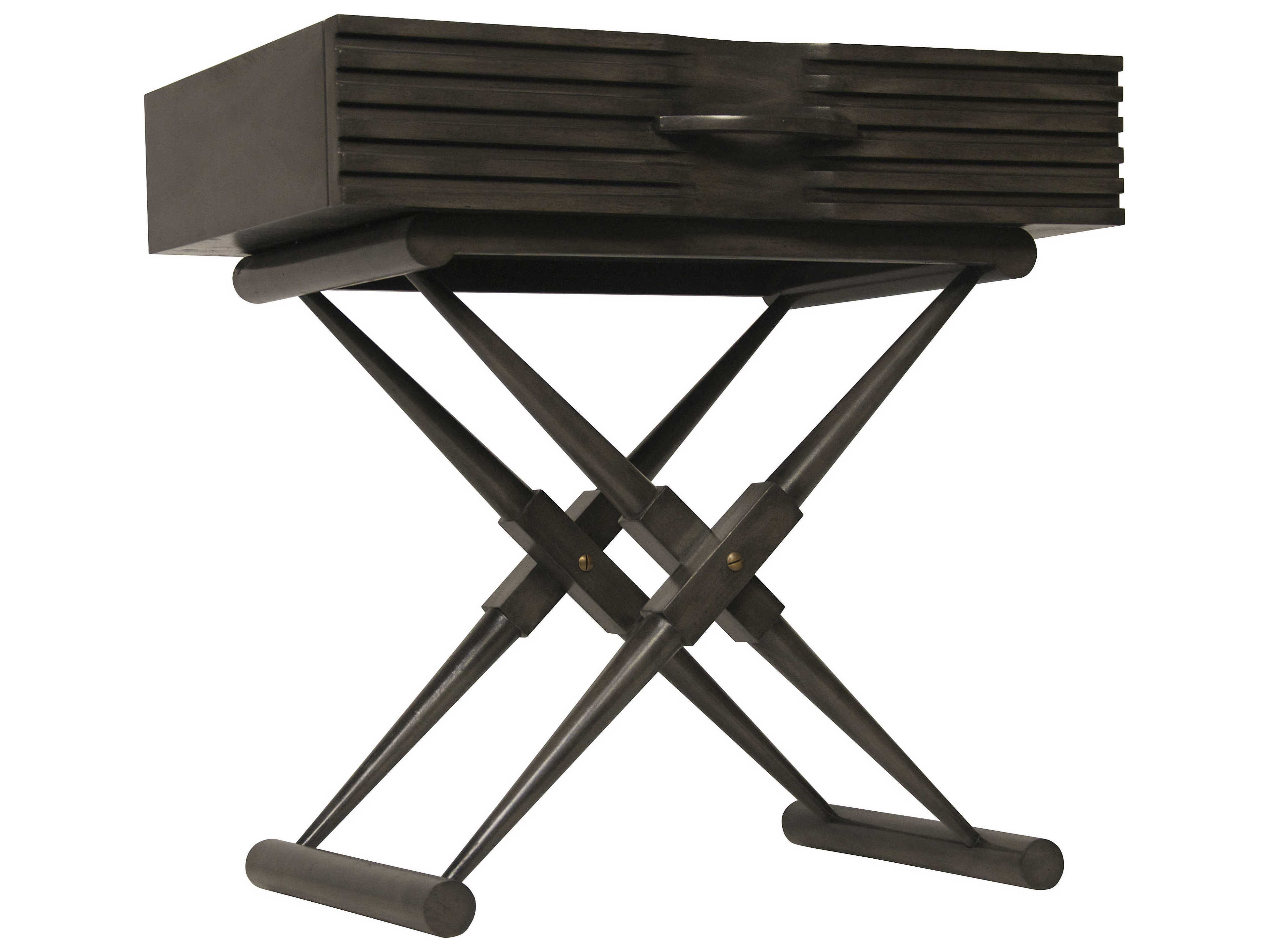 Noir Bedroom Storage 1-Drawer Brown Mahogany Wood Nightstand