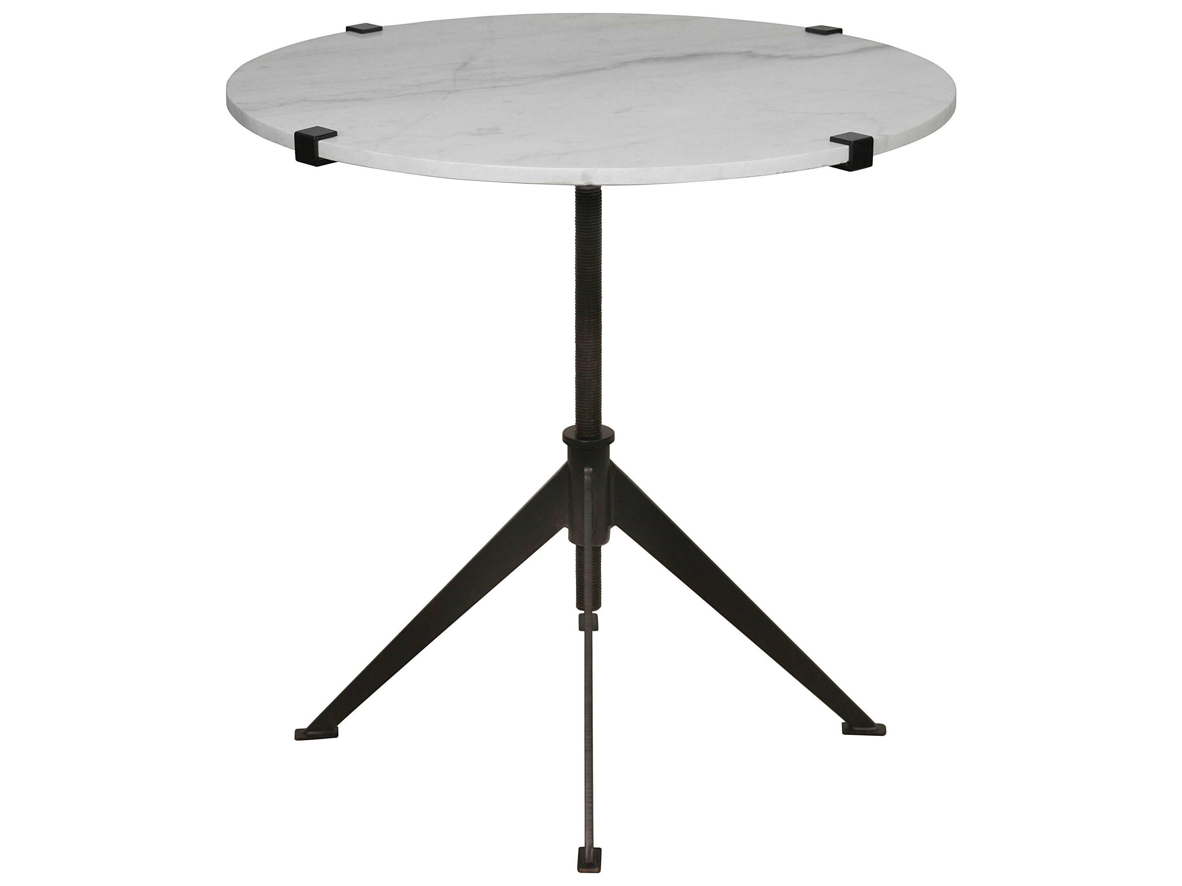 Noir Round Marble Matte Black End Table
