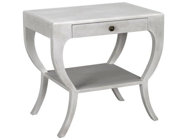 Noir Rectangular Wood White Wash End Table