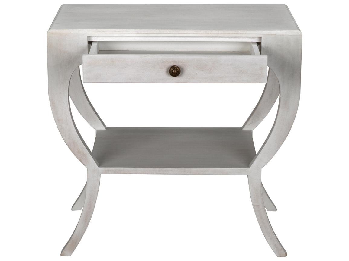 Noir Rectangular Wood White Wash End Table