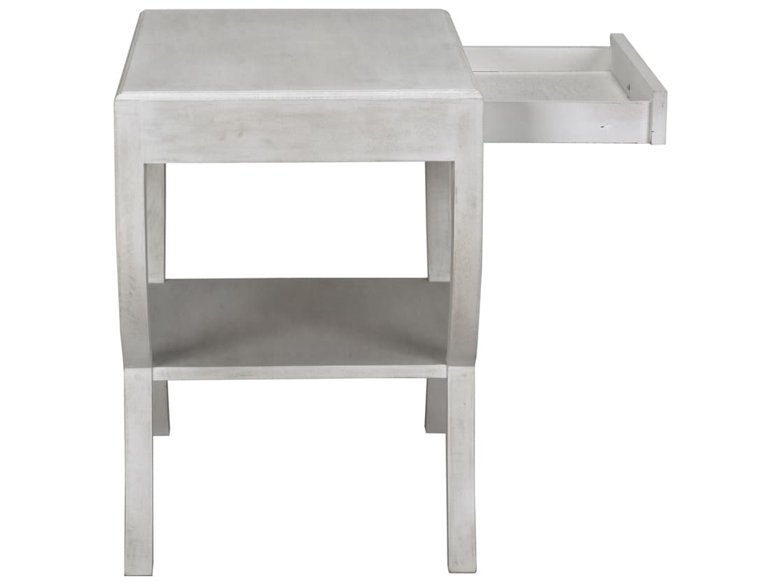 Noir Rectangular Wood White Wash End Table