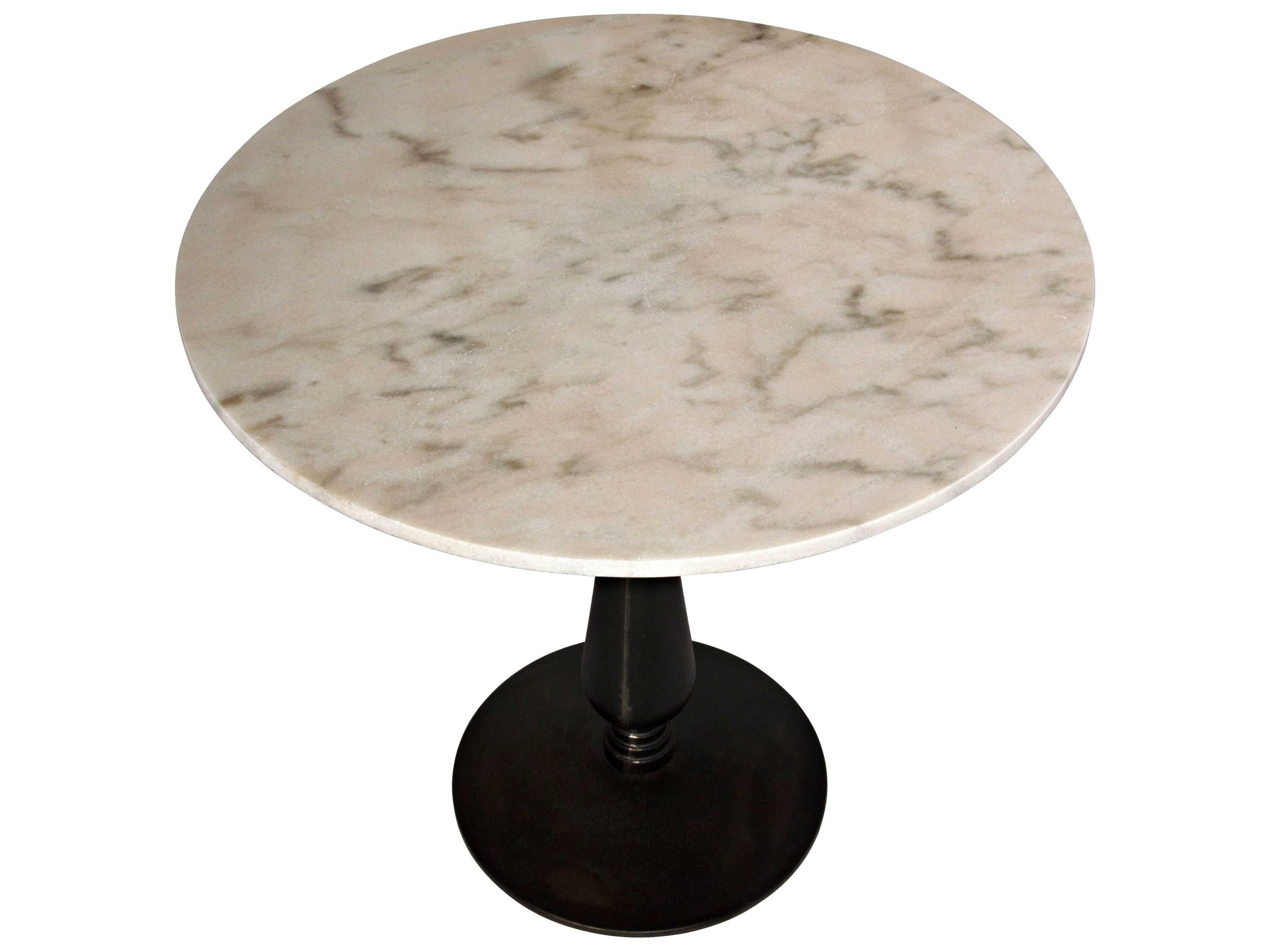 Noir Round Marble Matte Black End Table