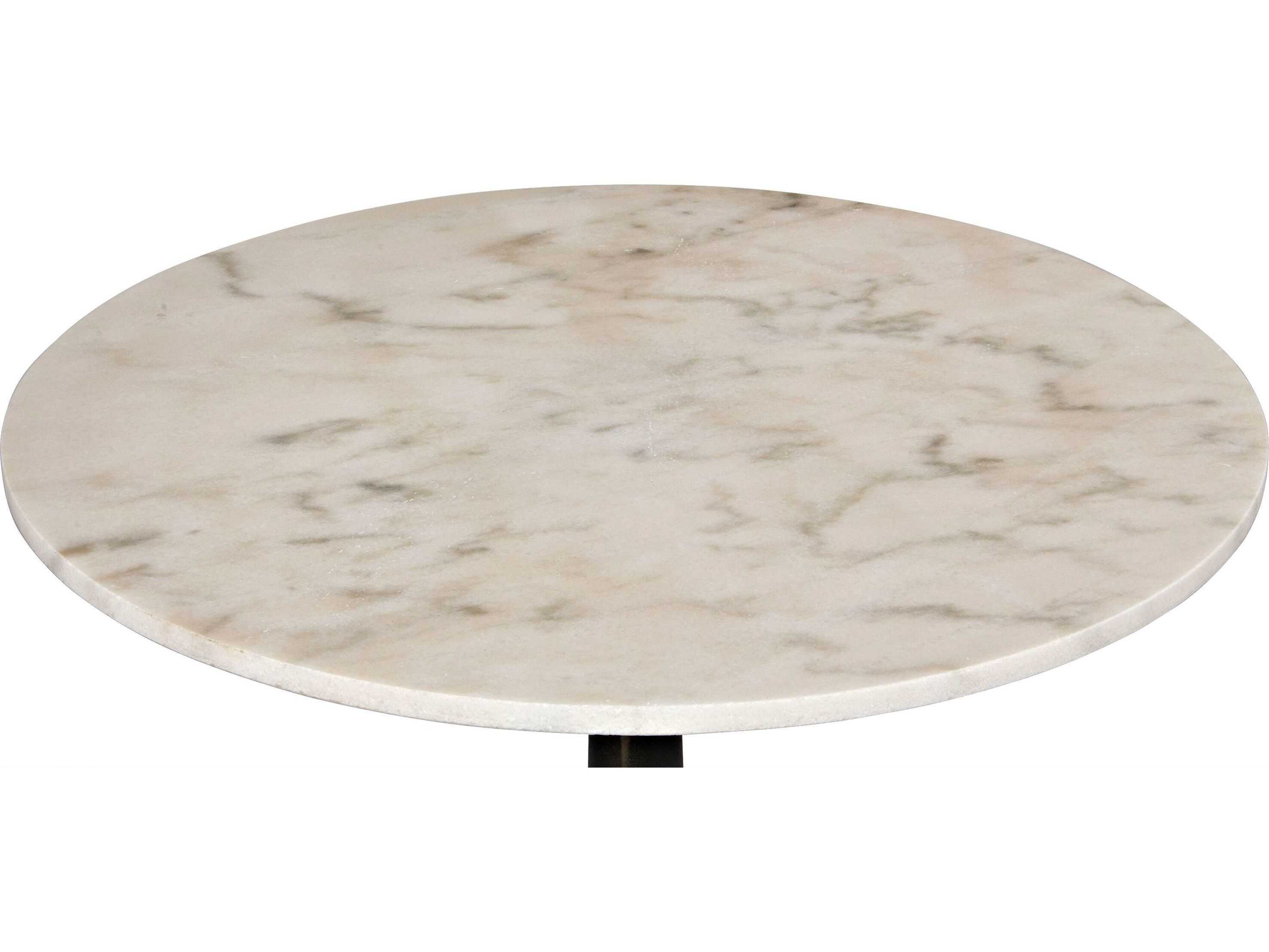 Noir Round Marble Matte Black End Table