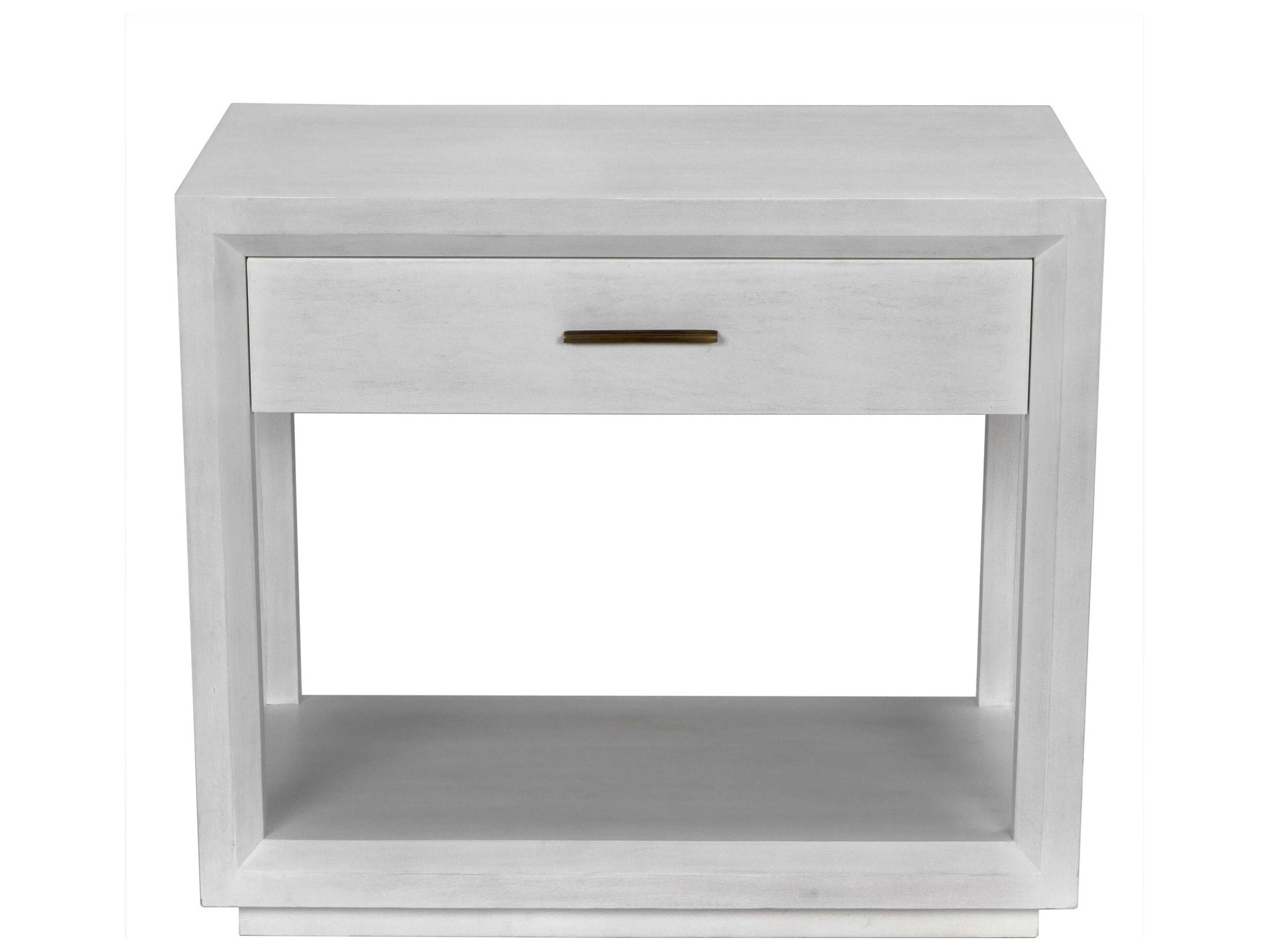 Noir Antony Rectangular Wood White Wash End Table