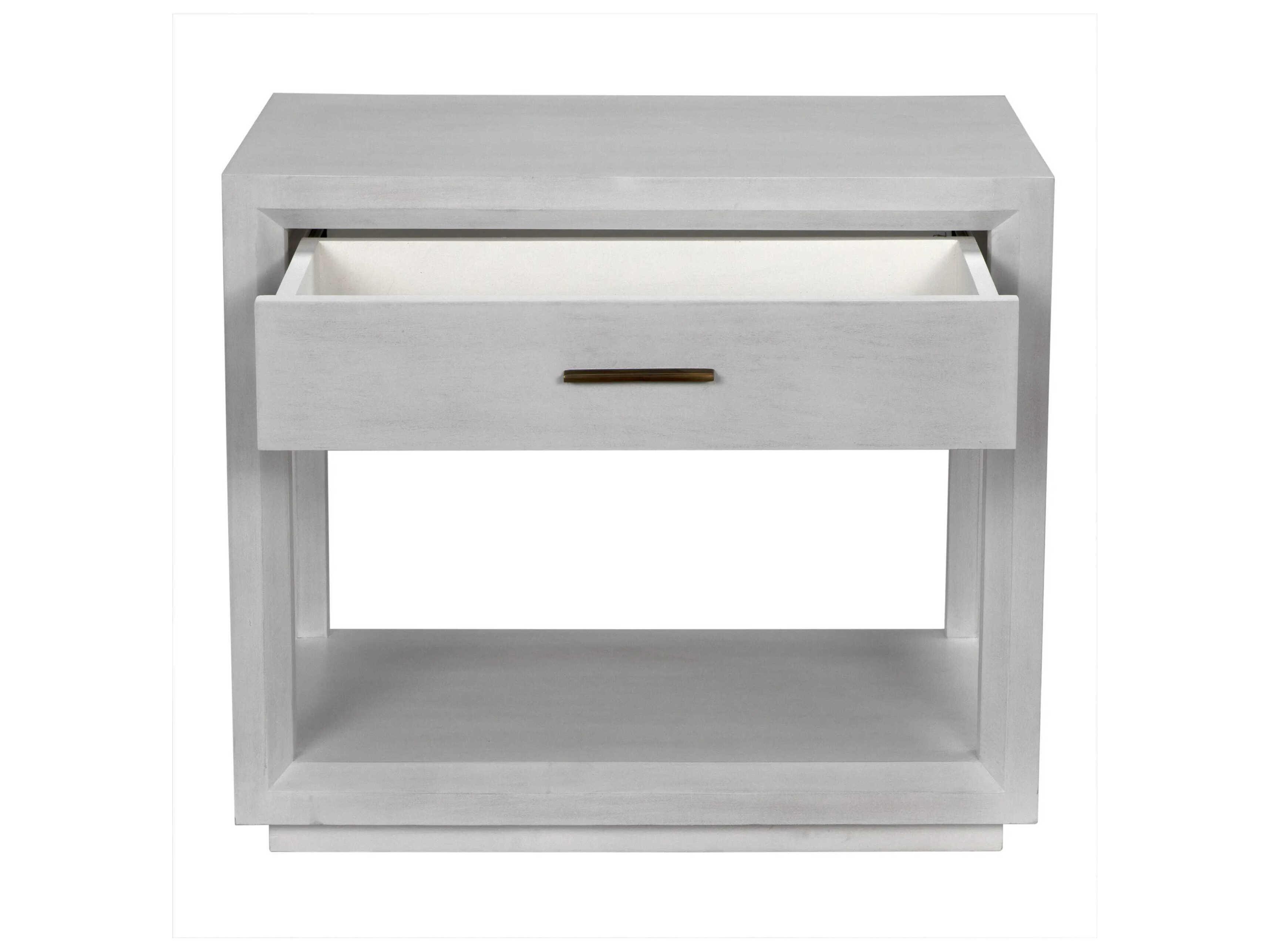 Noir Antony Rectangular Wood White Wash End Table