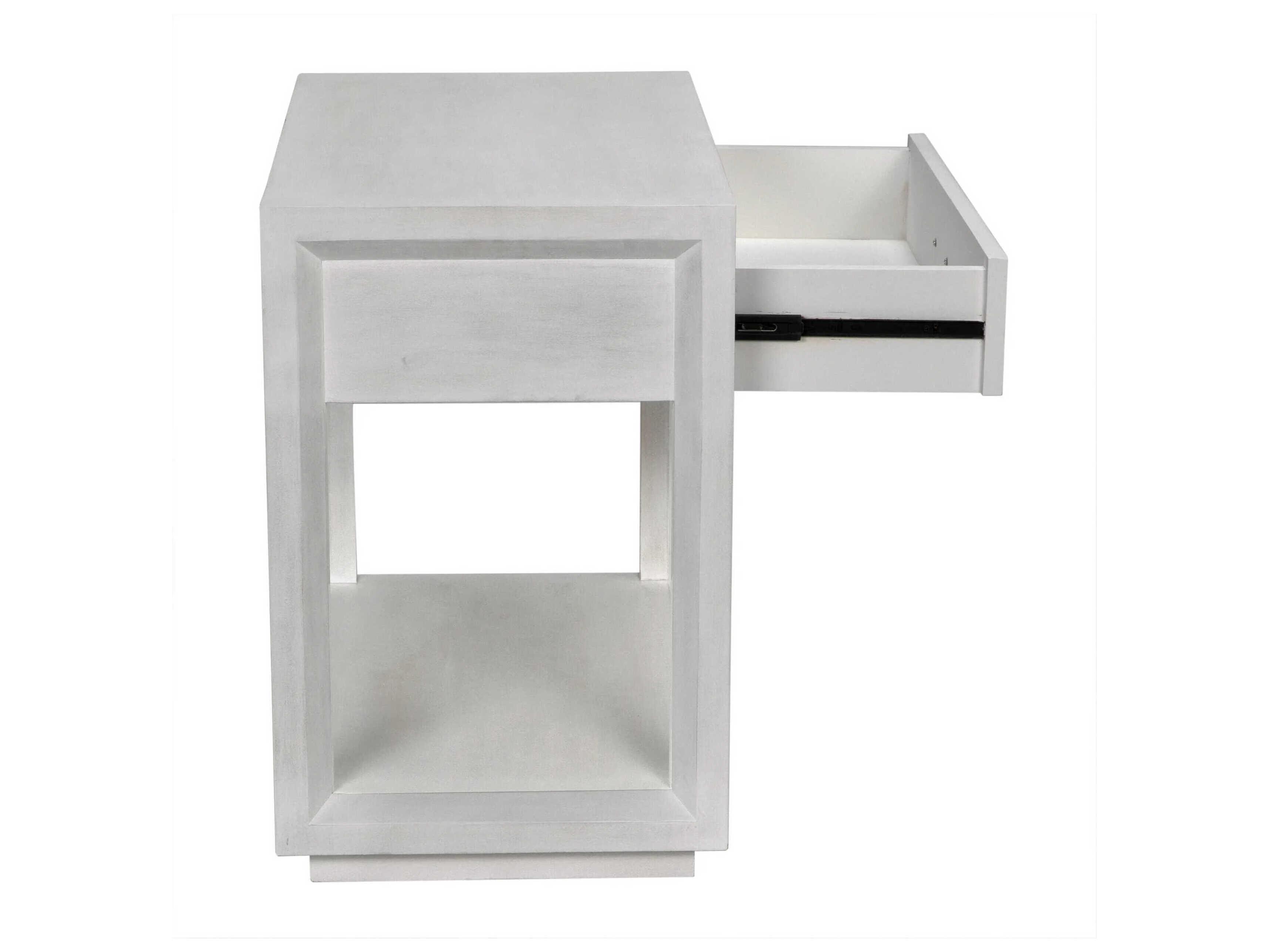 Noir Antony Rectangular Wood White Wash End Table