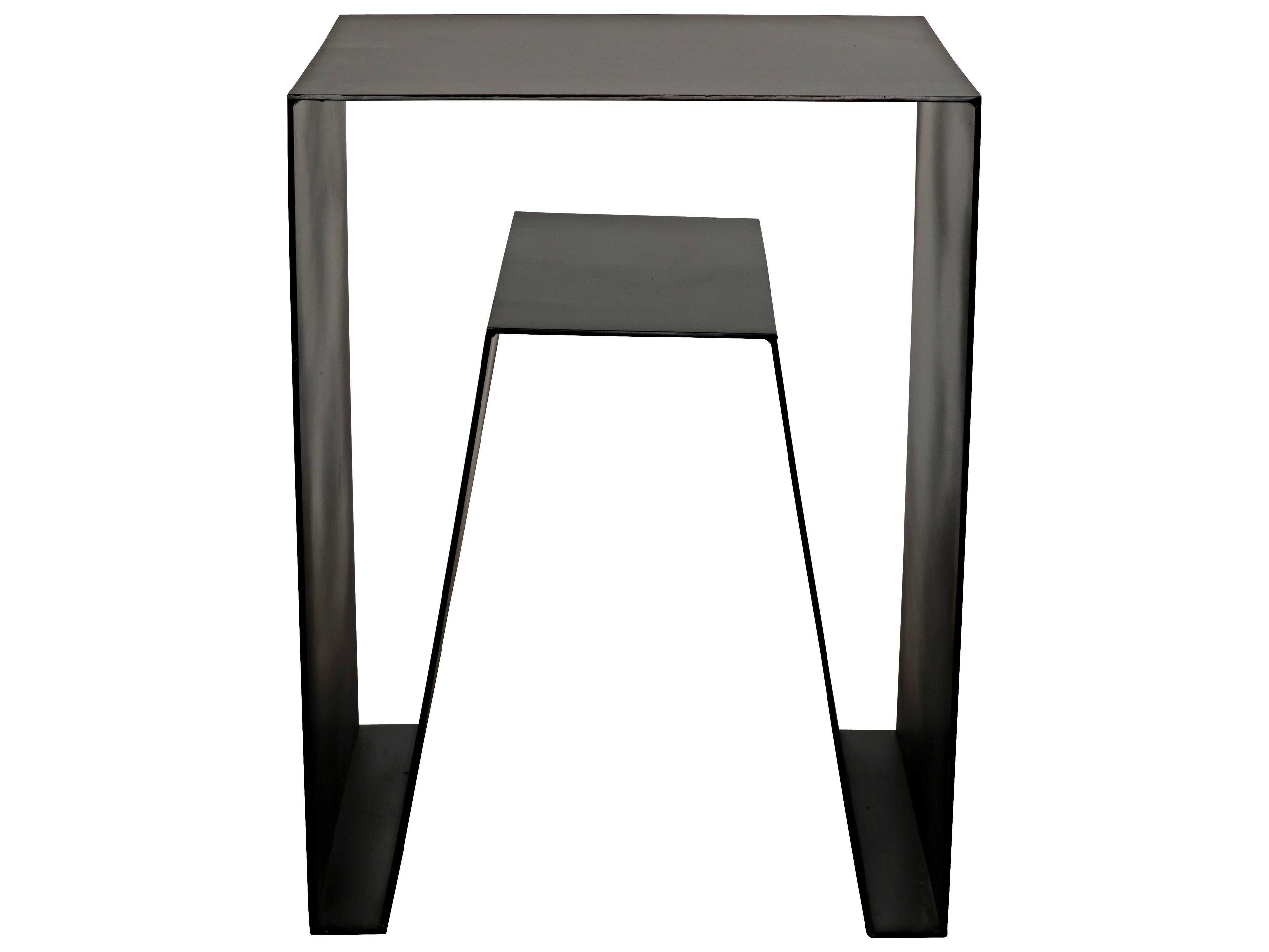 Noir Rectangular Black Metal End Table