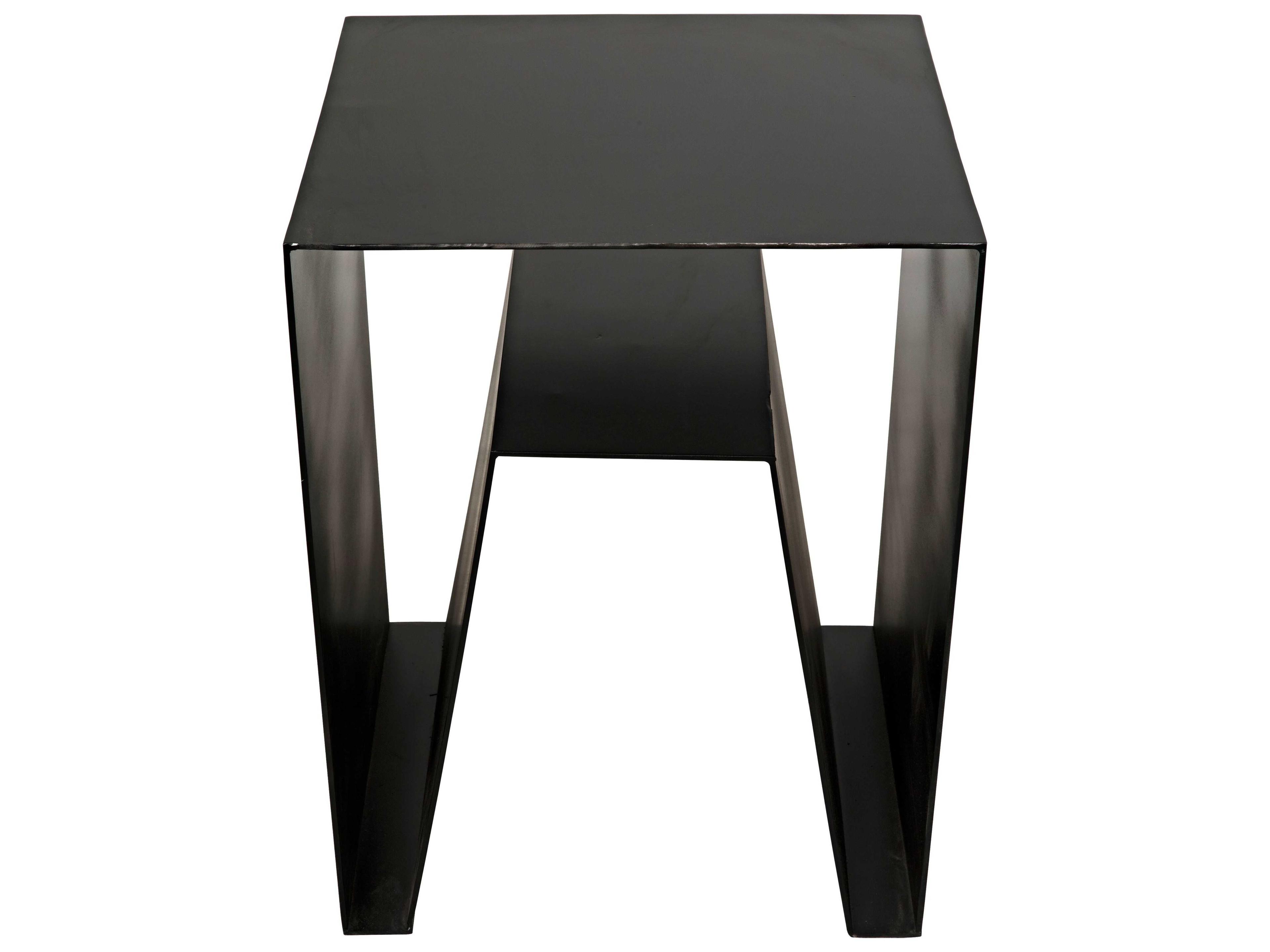 Noir Rectangular Black Metal End Table