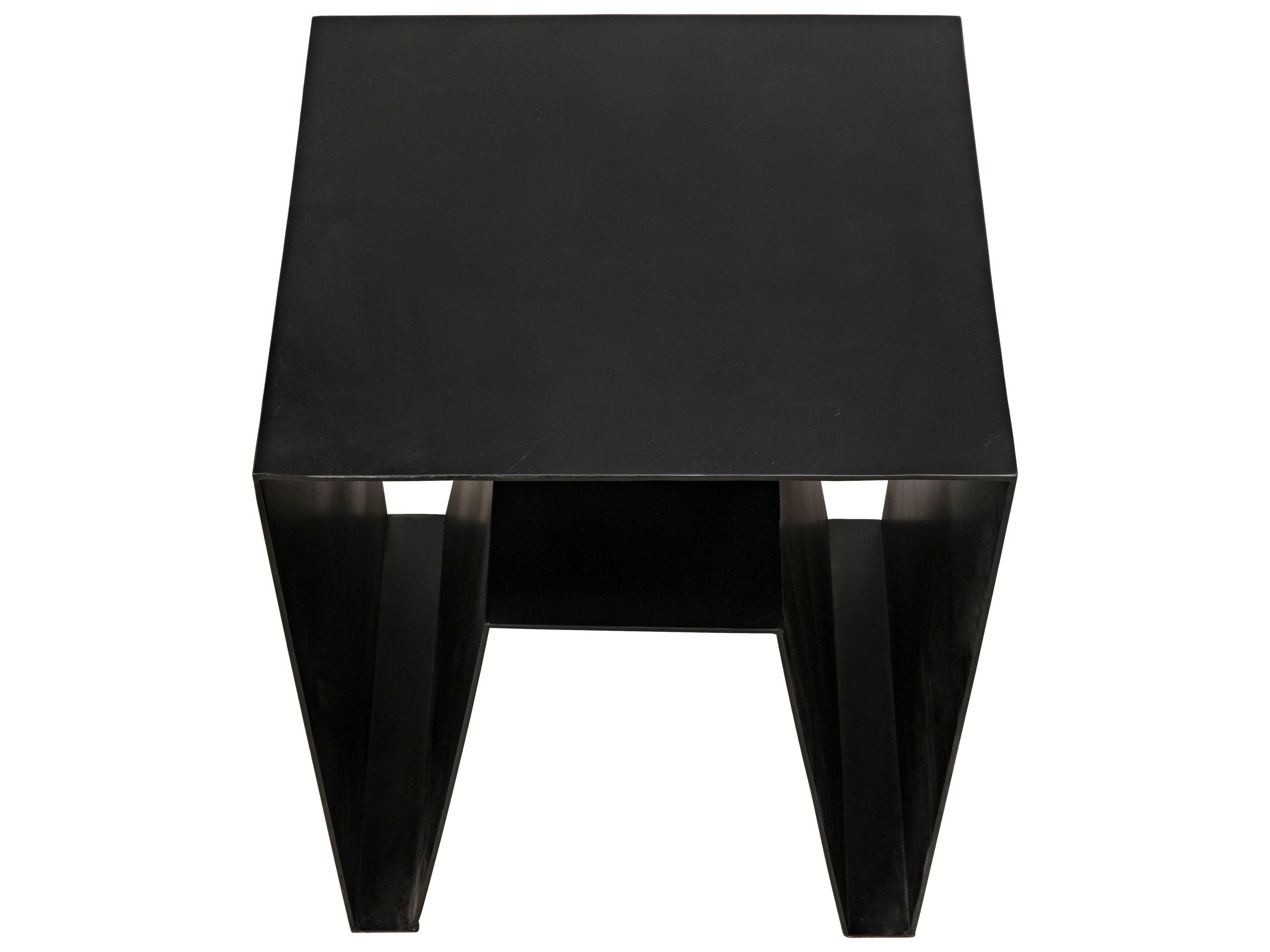 Noir Rectangular Black Metal End Table