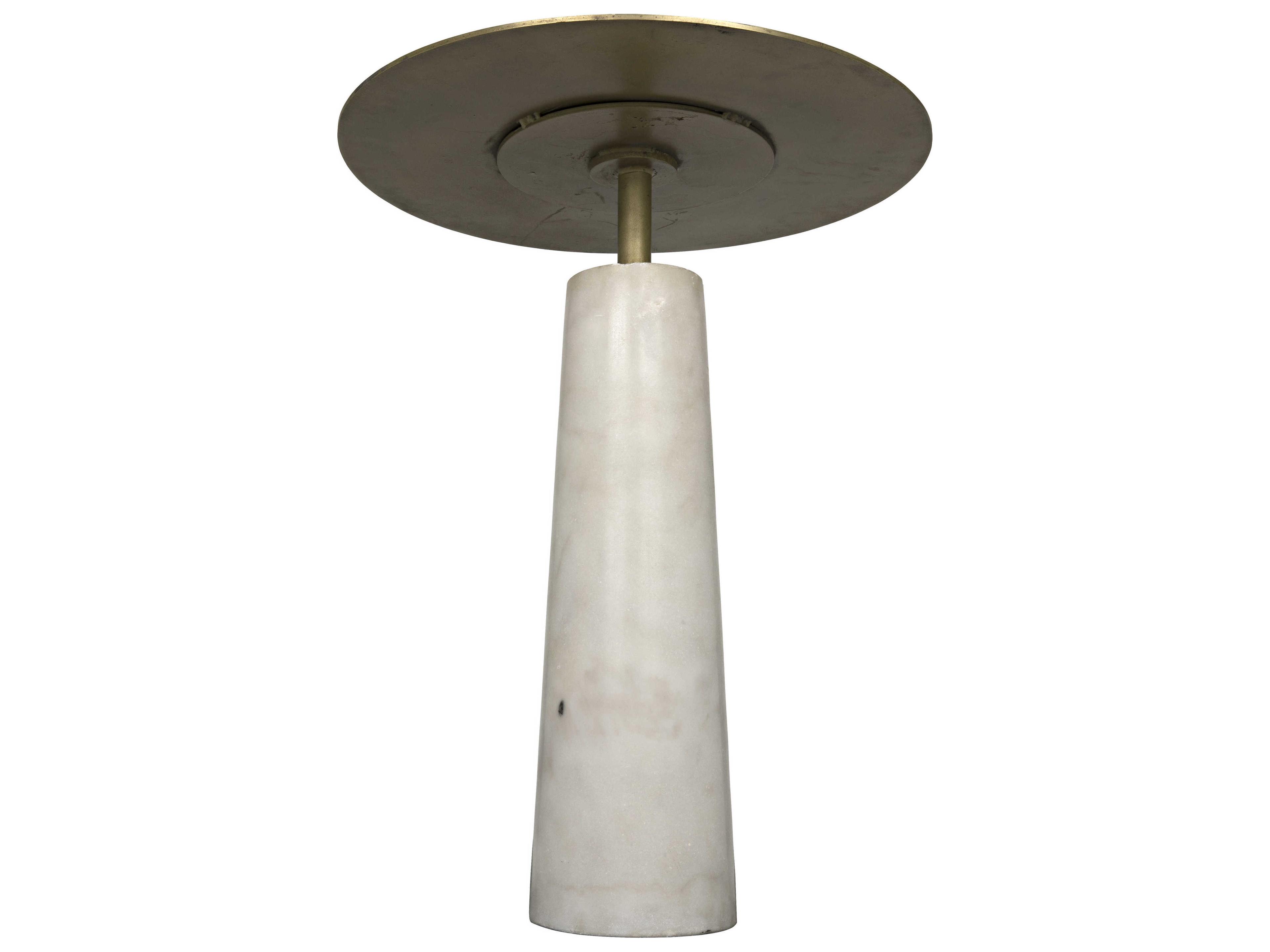 Noir Living Room Accents Round Metal Antique Brass End Table