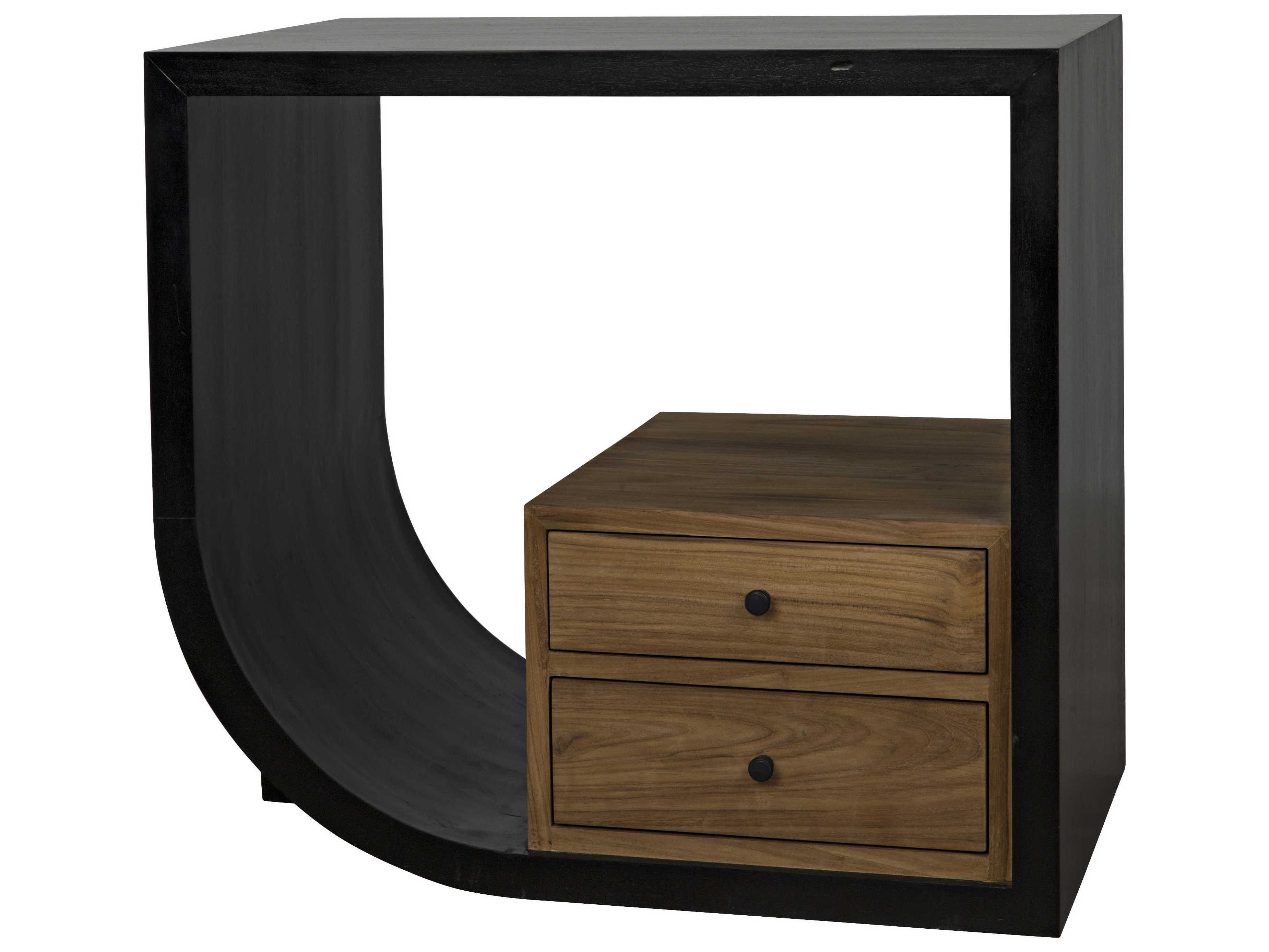 Noir Rectangular Wood Hand Rubbed Black Console Table