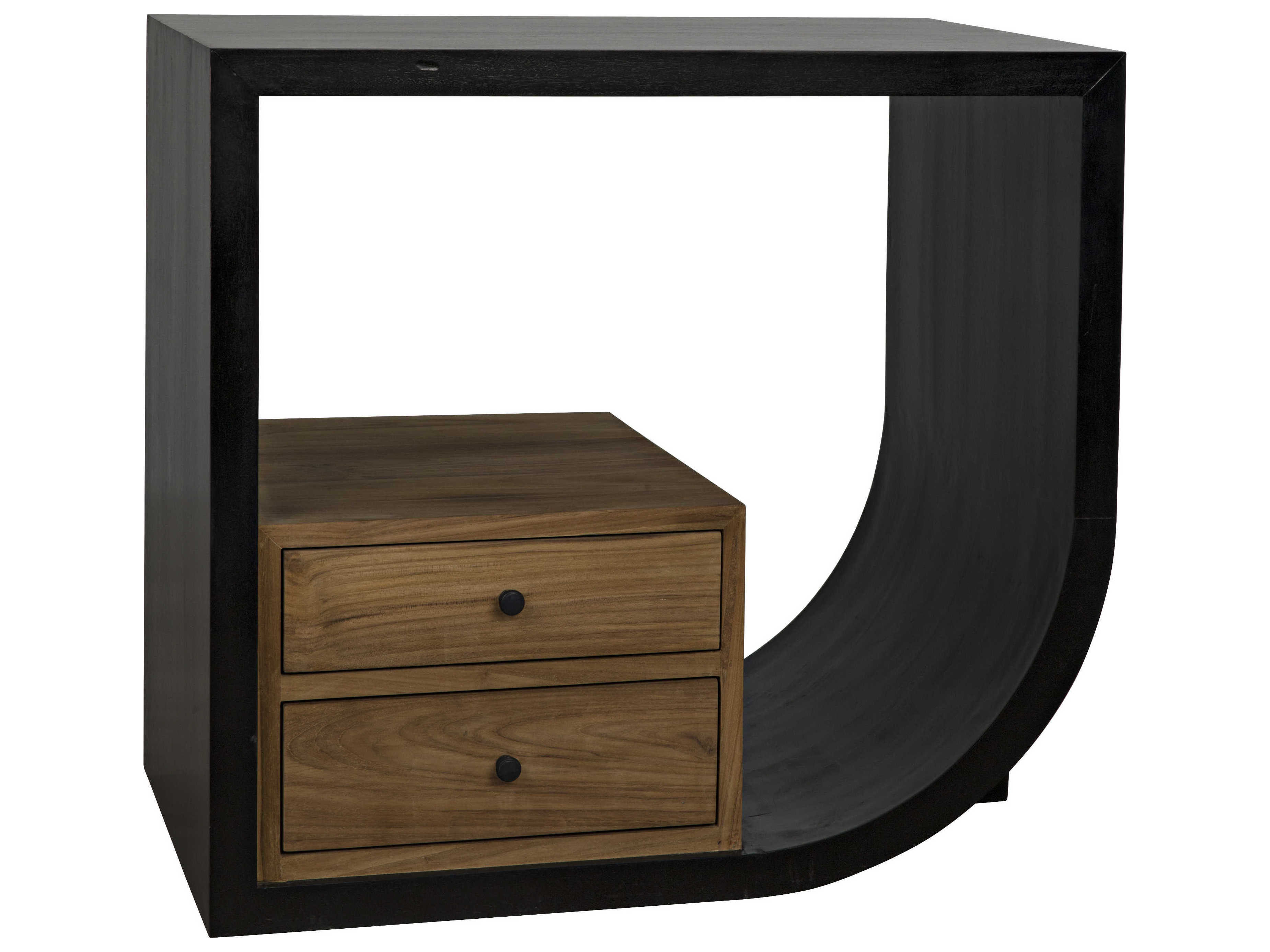 Noir Rectangular Wood Hand Rubbed Black Console Table