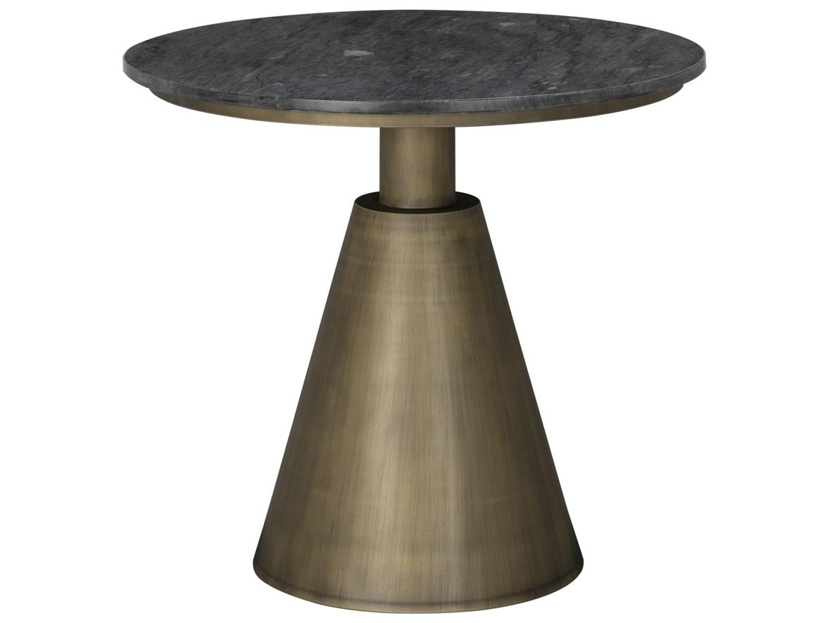 Noir Nara Round Marble Aged Brass Black End Table